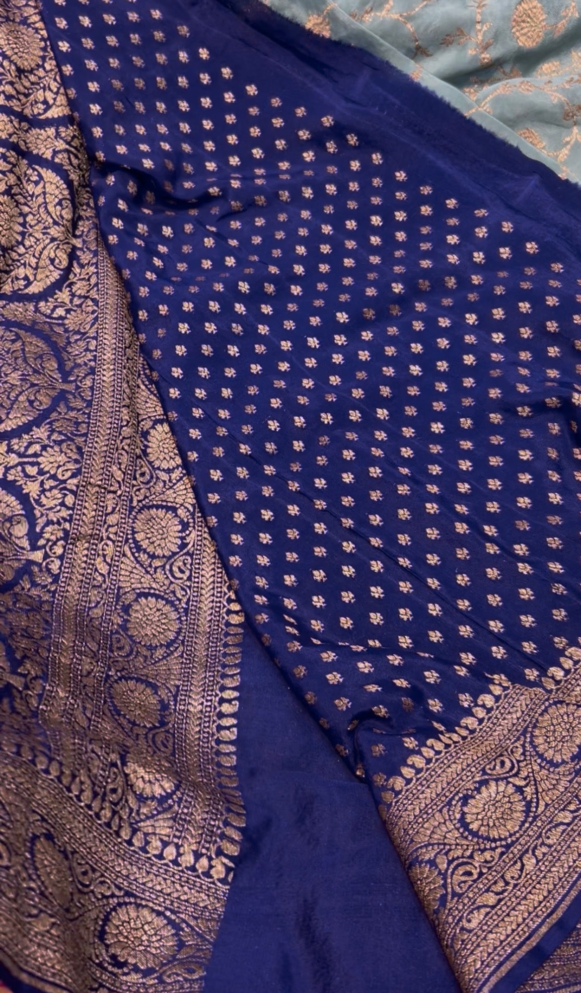 Blue pure crepe Banarasi saree(pure105)
