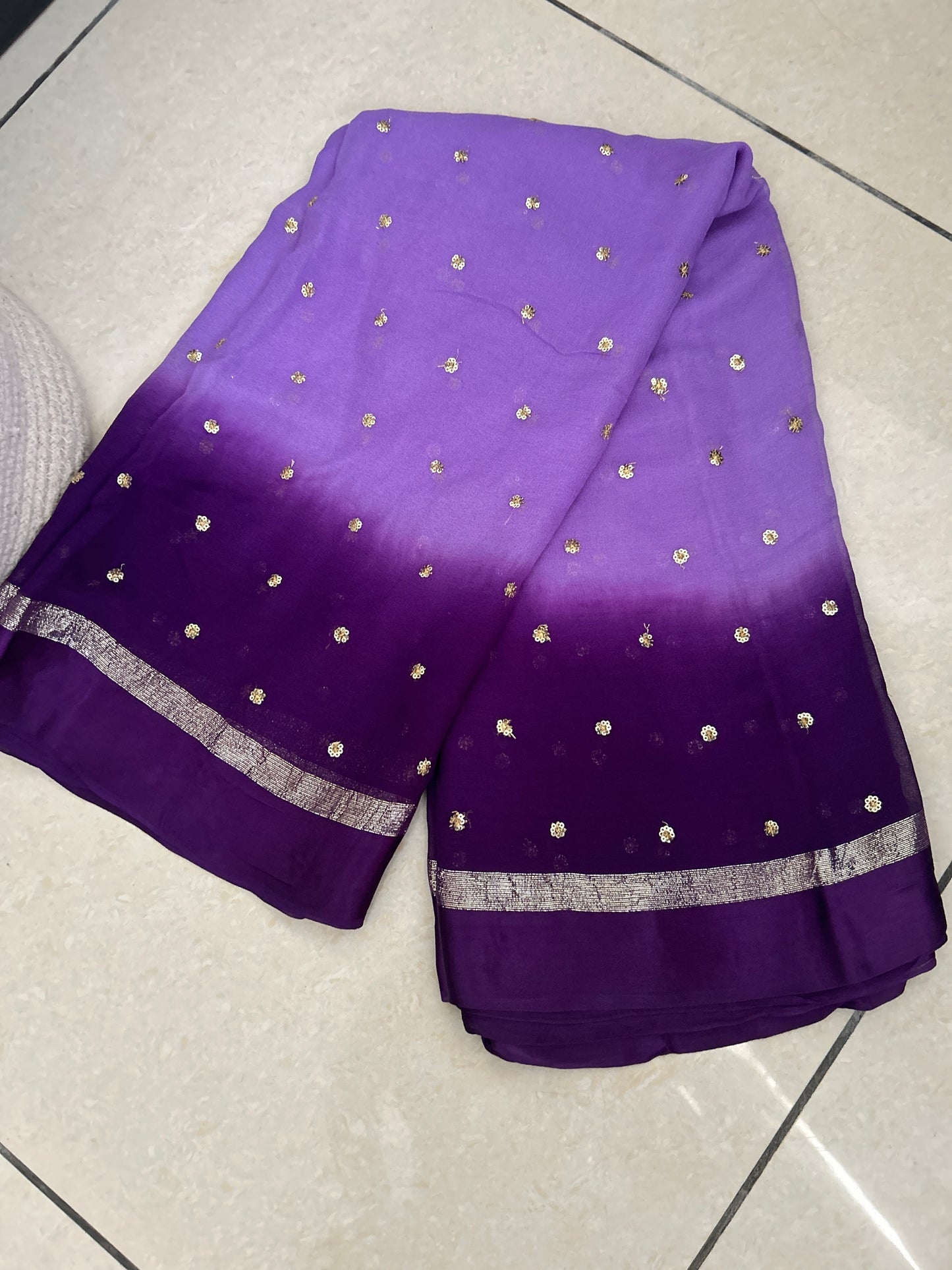 Purple Viscose georgette saree