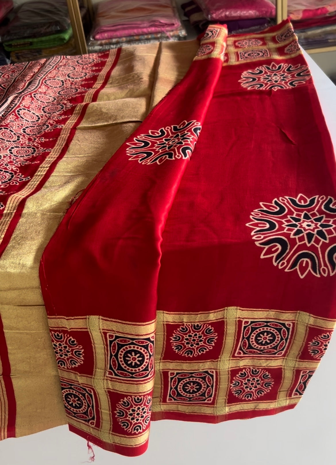 Red Pure modal silk saree
