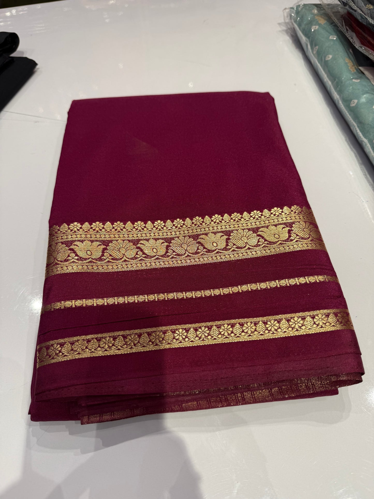 Lotus semi Mysore crepe silk saree