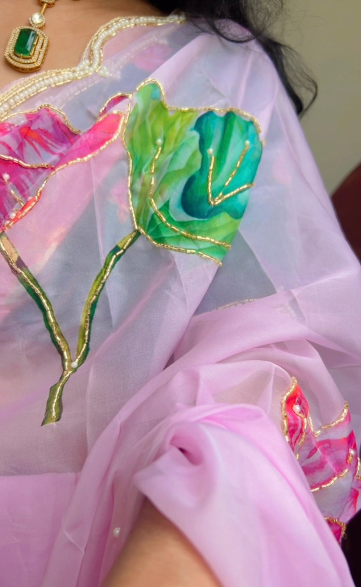 Satin organza saree