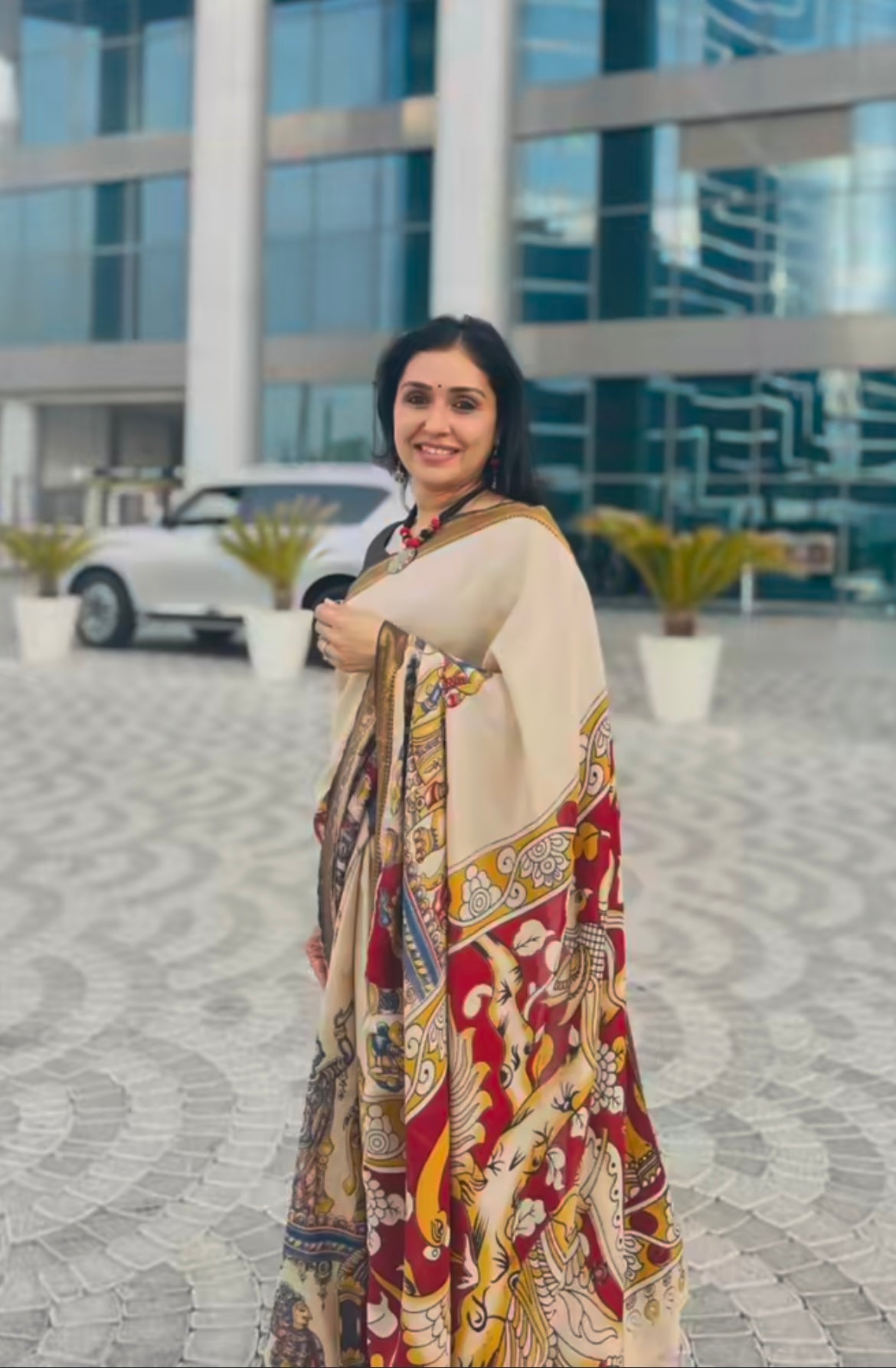 Anu Prabhakar Kalamkari Chennur Silk Saree with Nizam border saree