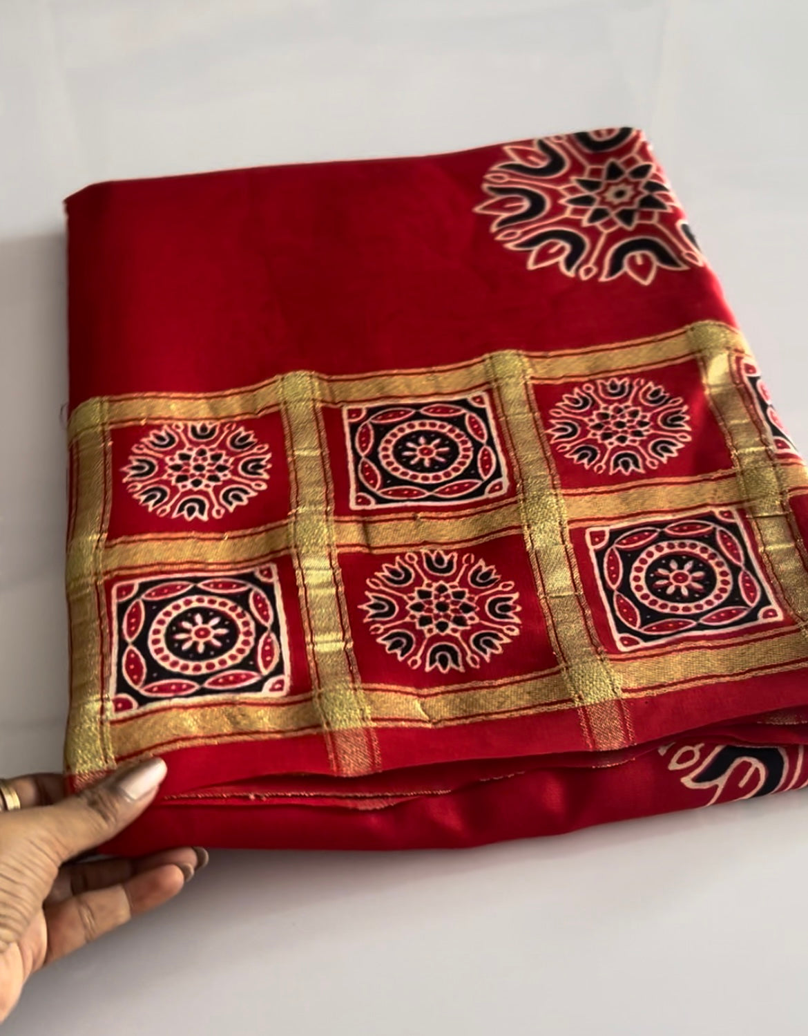 Red Pure modal silk saree