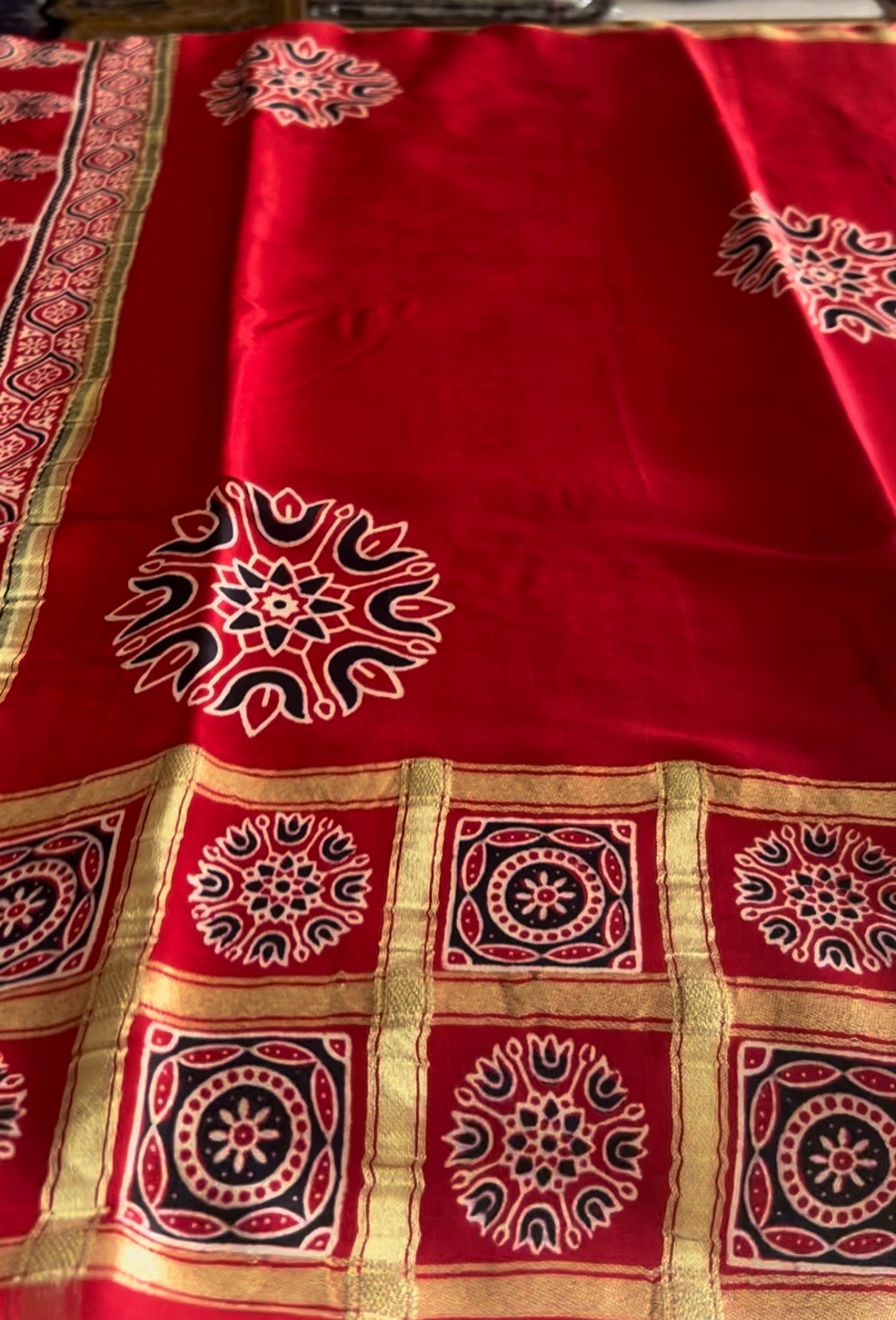 Red Pure modal silk saree