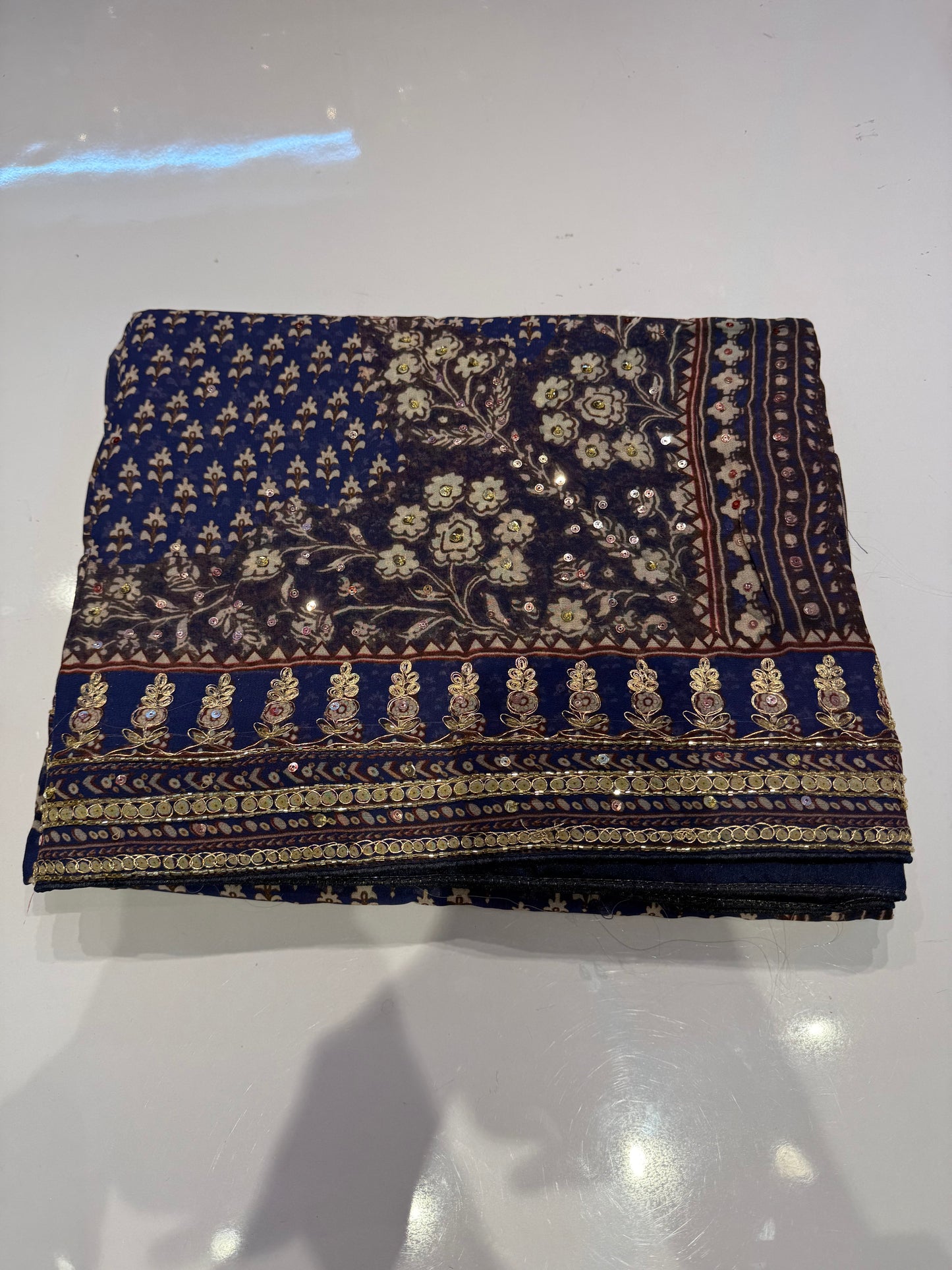 Blue Kareena Kapoor inspired hand work georgette saree