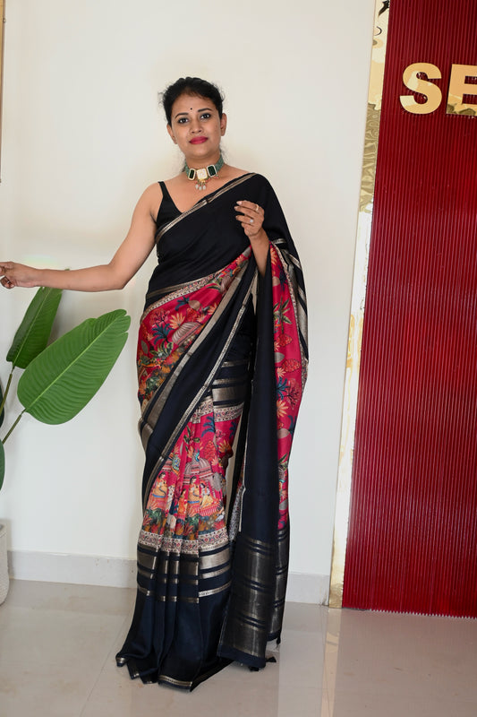 Pure chiffon crepe silk saree