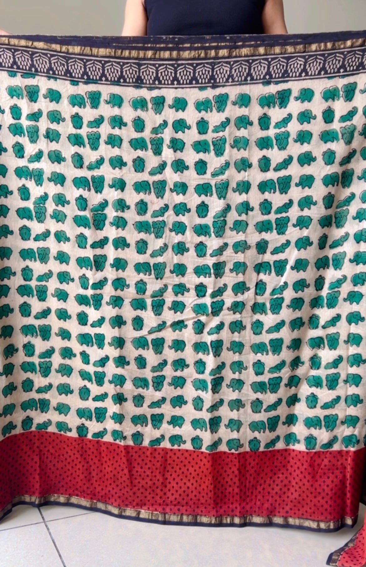 Maheshwari silk cotton hand block print saree