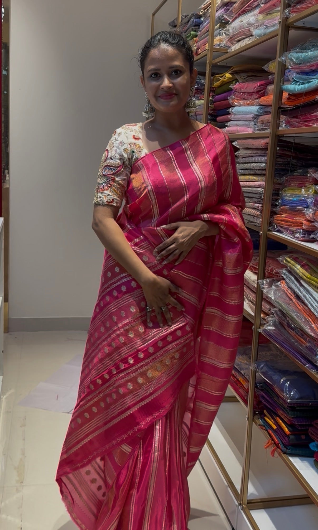 Pink Russian Viscose Saree