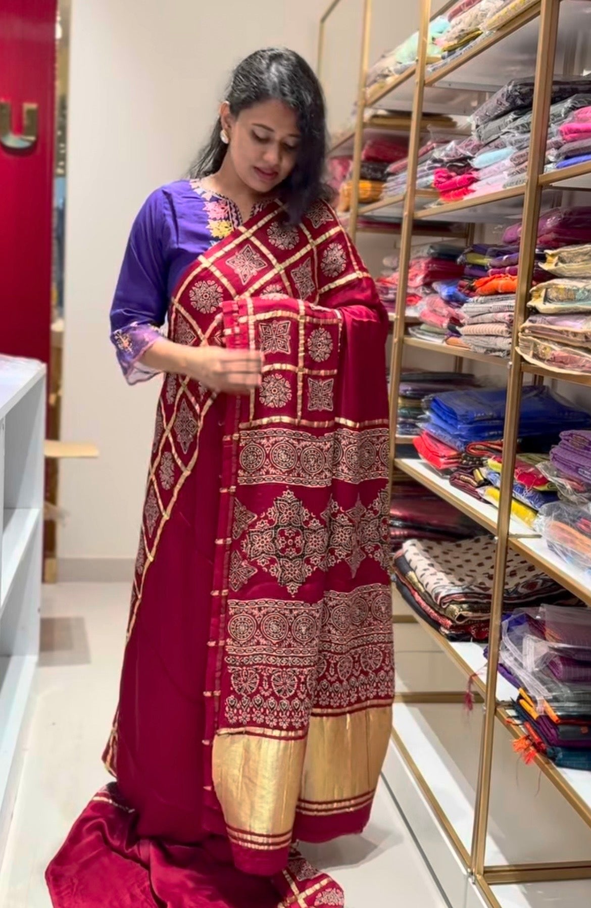 Maroon Pure modal silk saree