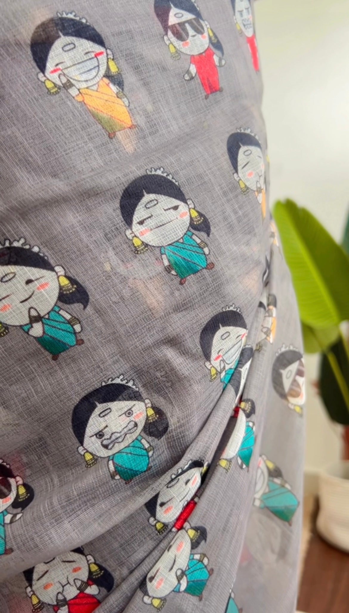 The LINEN SAREE woven in Linen by Linen fabric with Digital Print