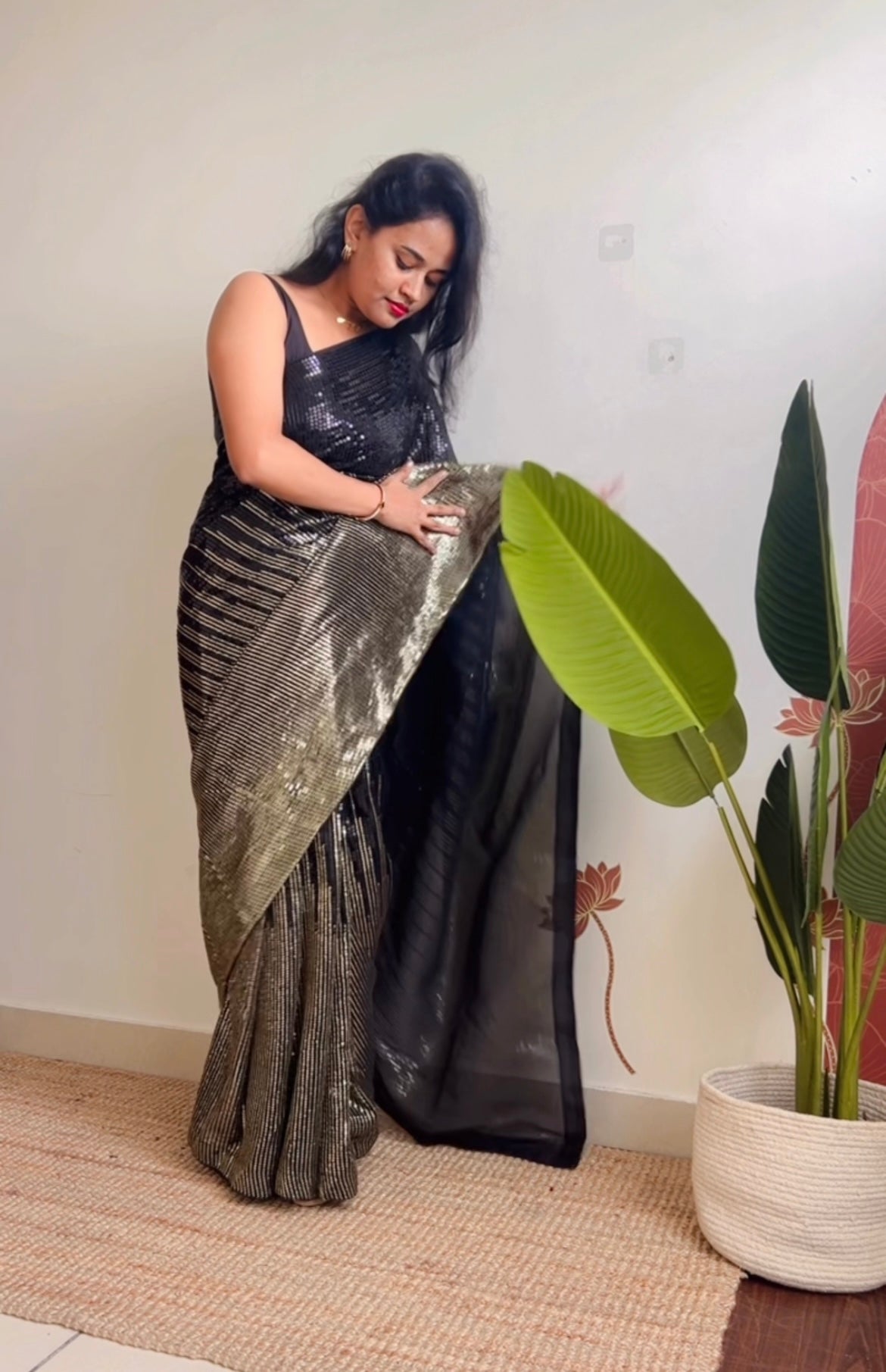 Black party wear saree