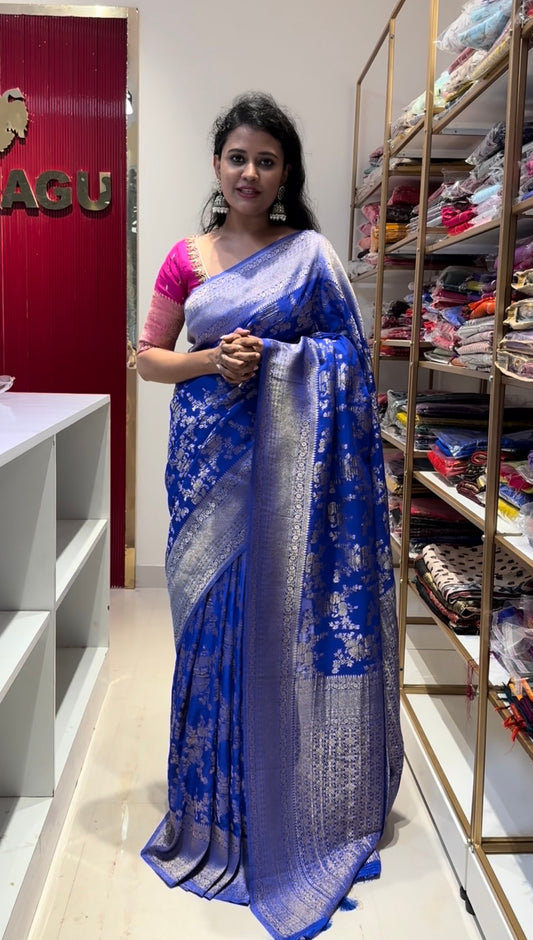 Blue Premium Georgette Saree