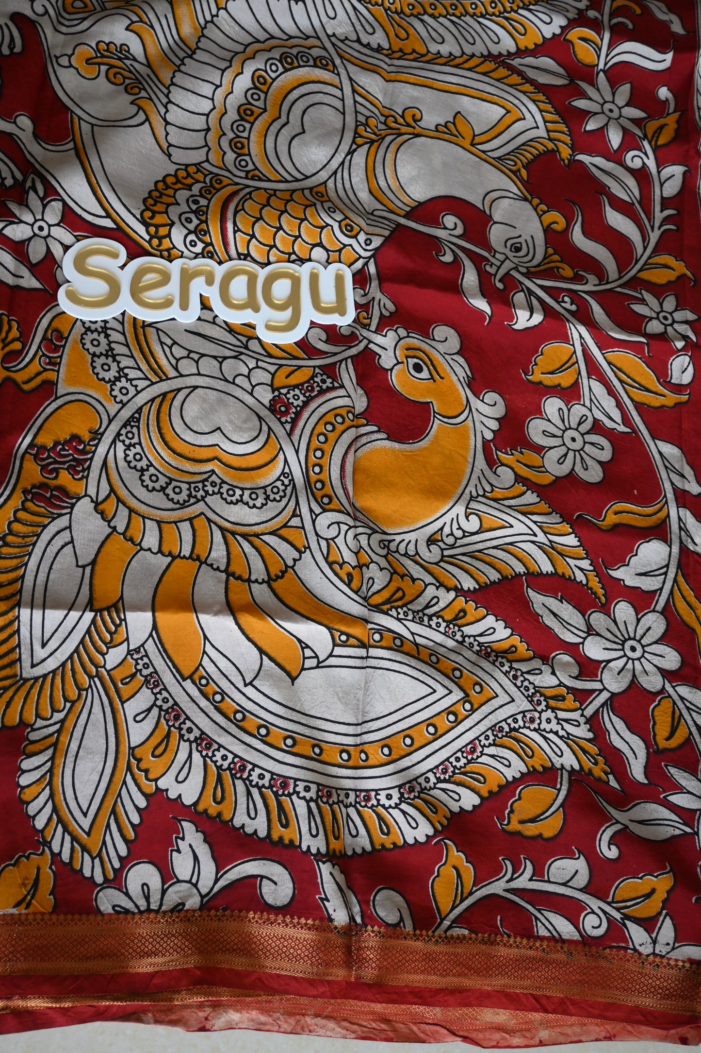 Kalamkari Chennur Silk saree with nizam border