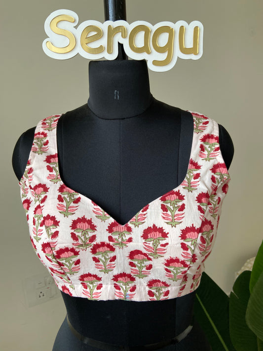 Hand block print pure cotton blouse
