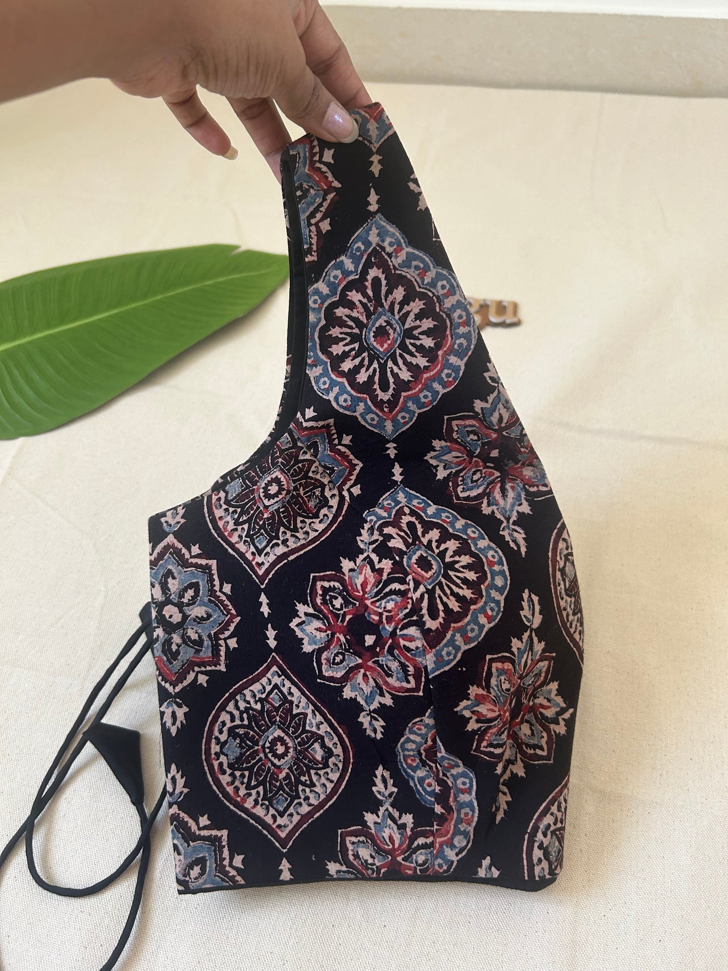 Black ajrakh cotton blouse