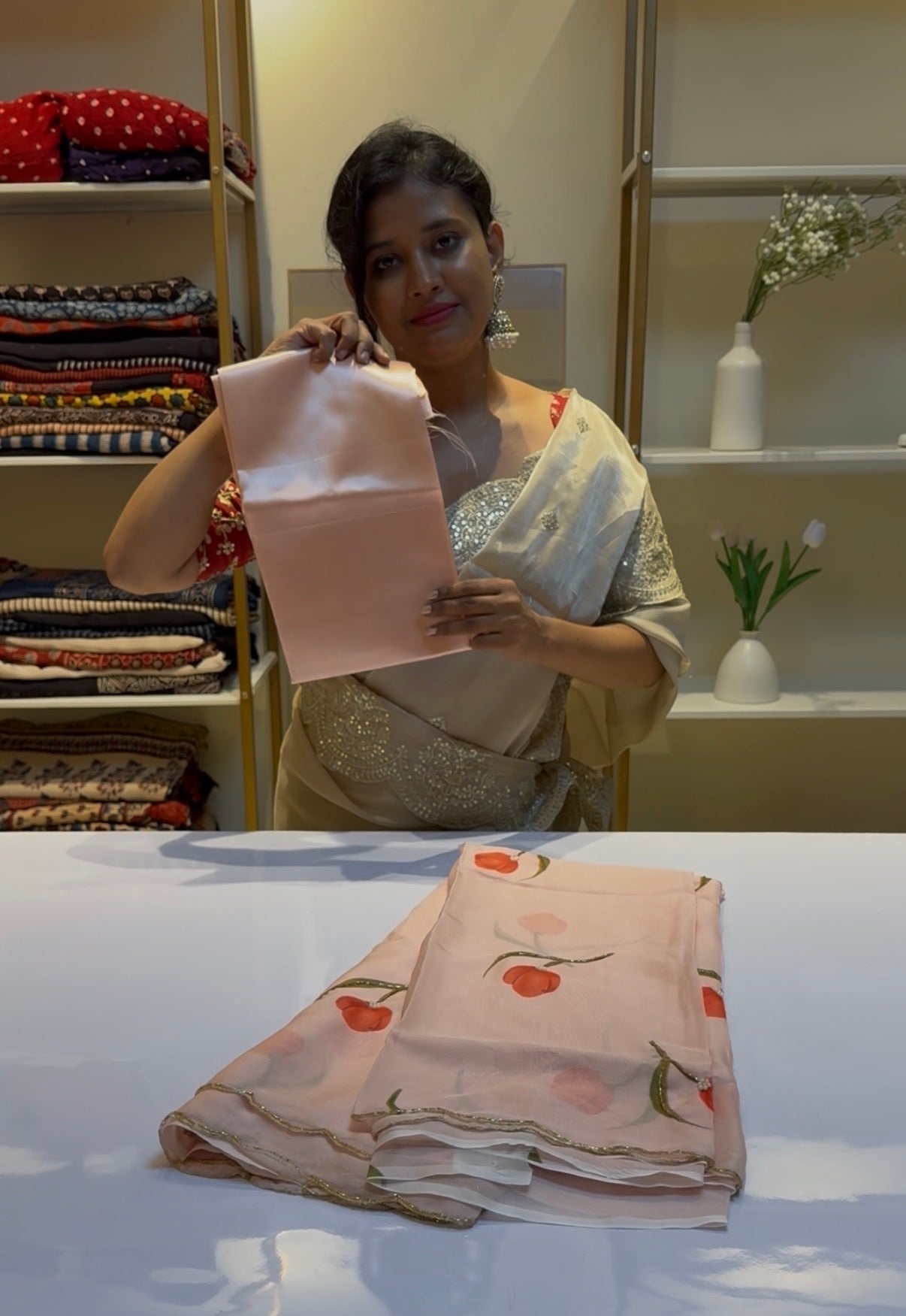 Tulip hand work saree