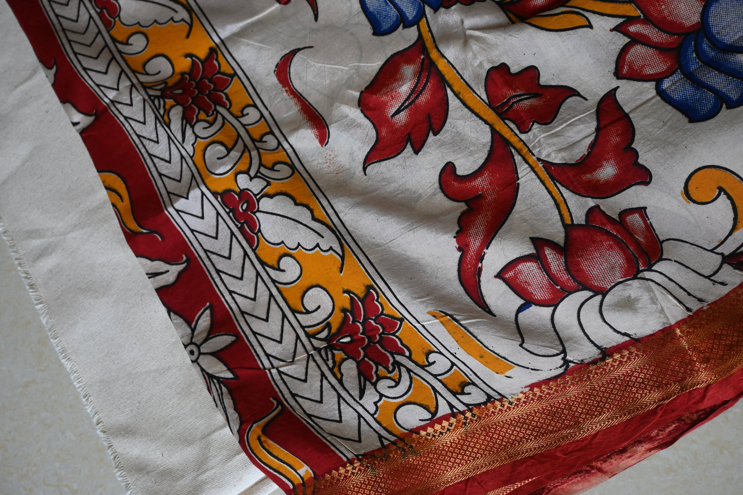 Kalamkari Chennur Silk saree with nizam border