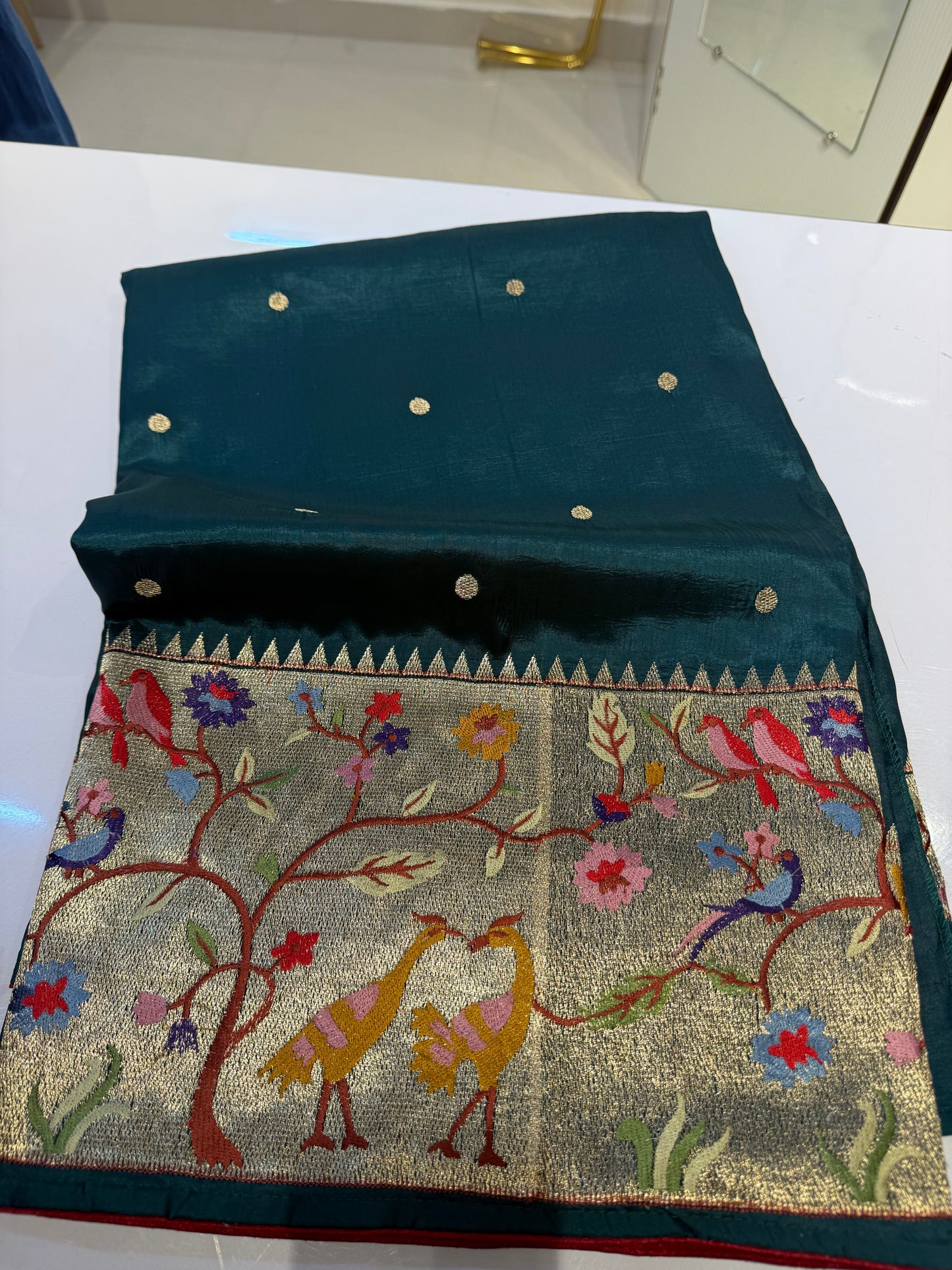 Bottle green Tassur paithani silk saree (SBSGT01)