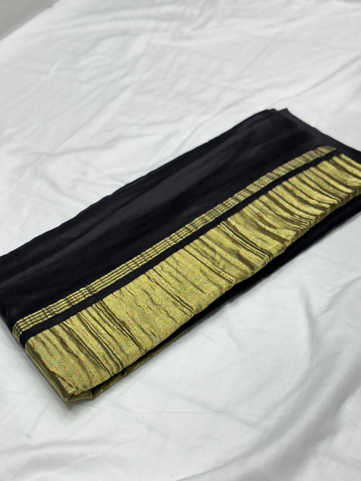 Black Pure plain modal silk saree with lagadi pallu