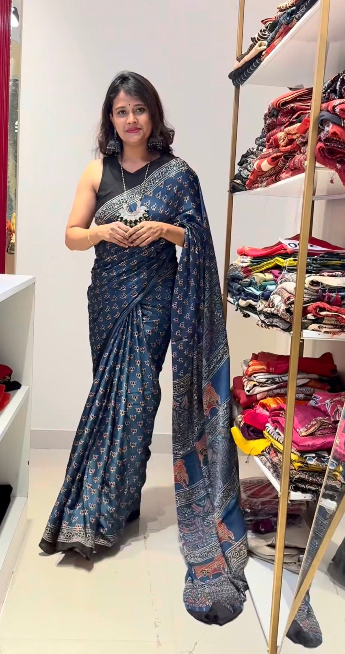 Blue pure modal silk saree