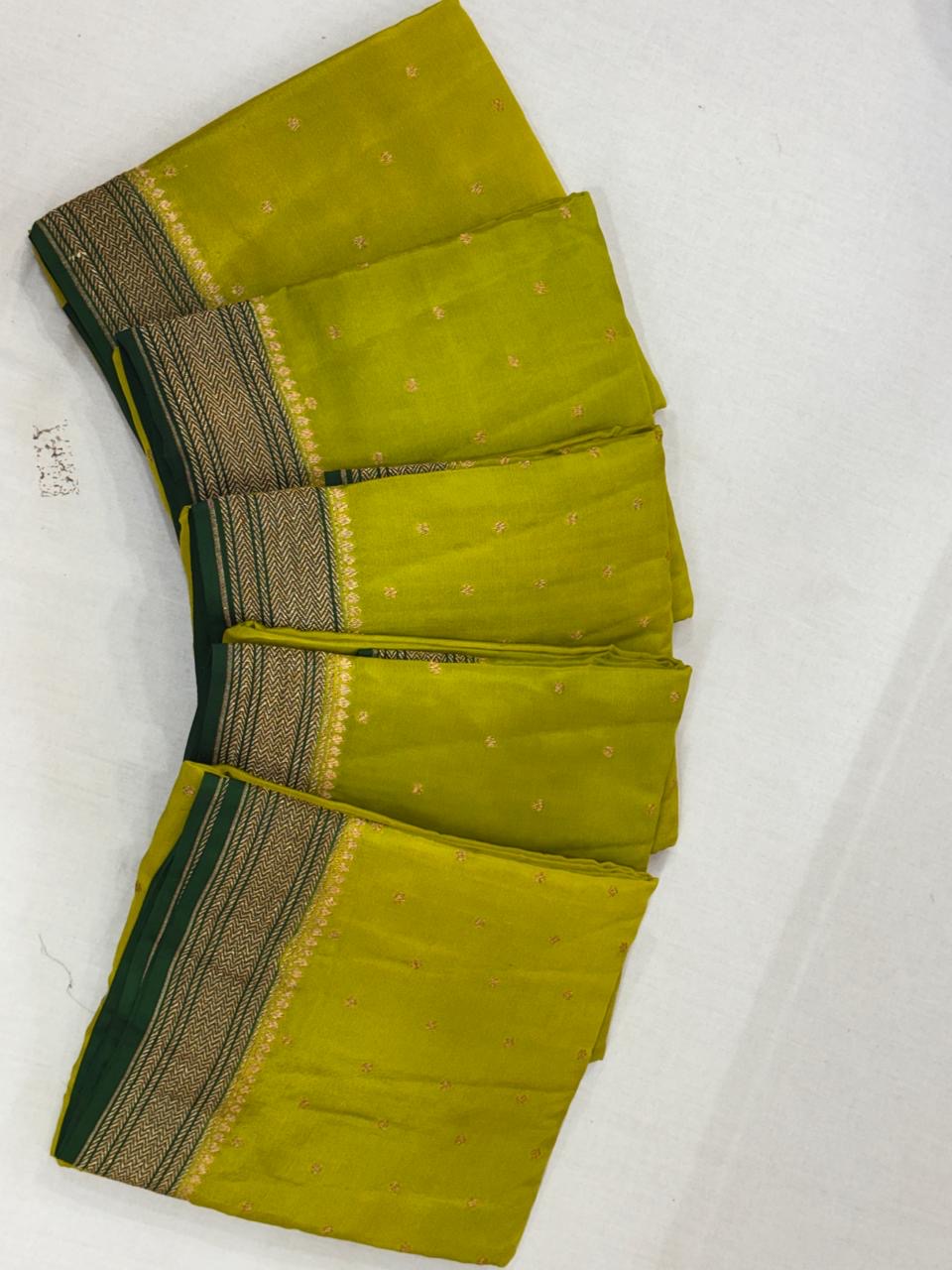 Green pure crepe Banarasi saree