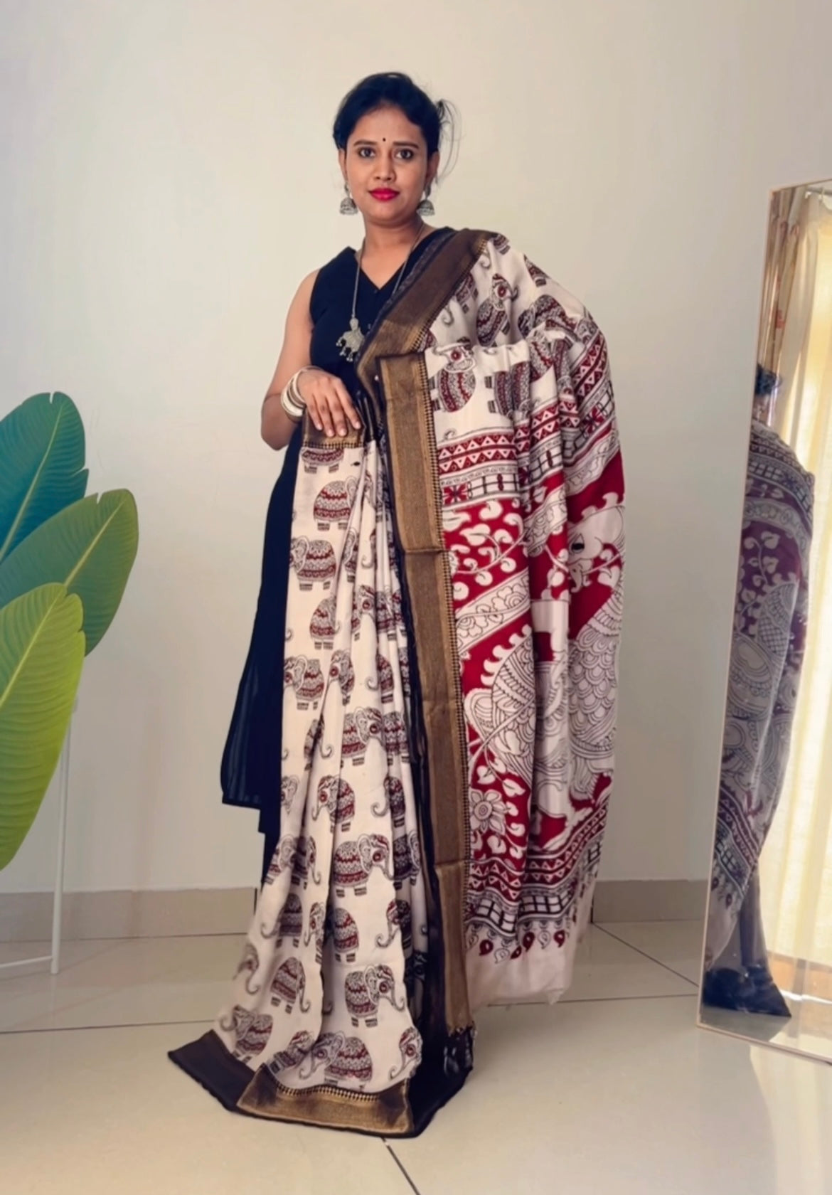 Kalamkari chennur silk saree with nizam border