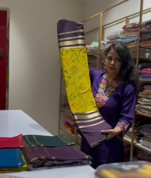 Mysore semi crepe digital print sarees