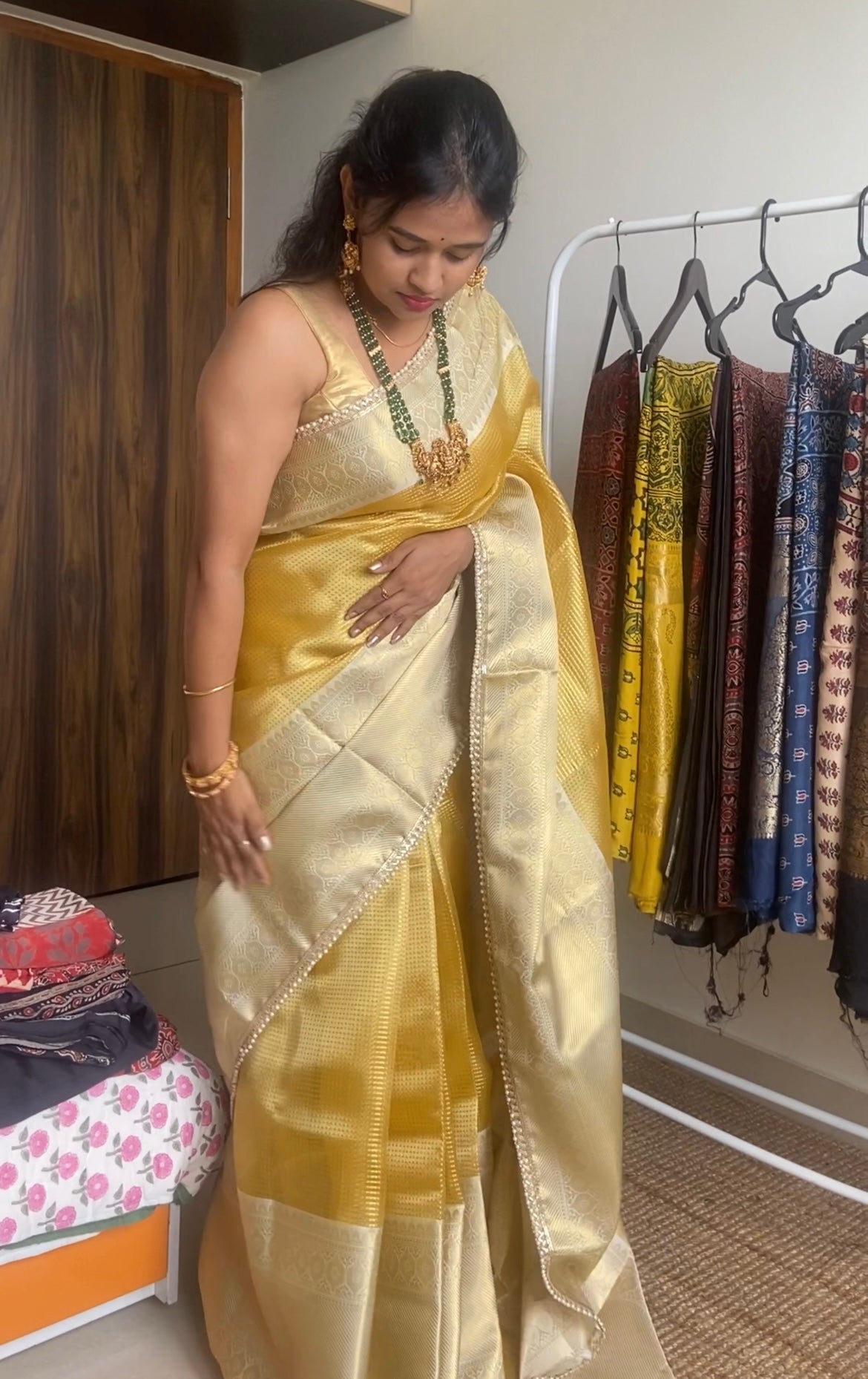 Golden tissue silk saree