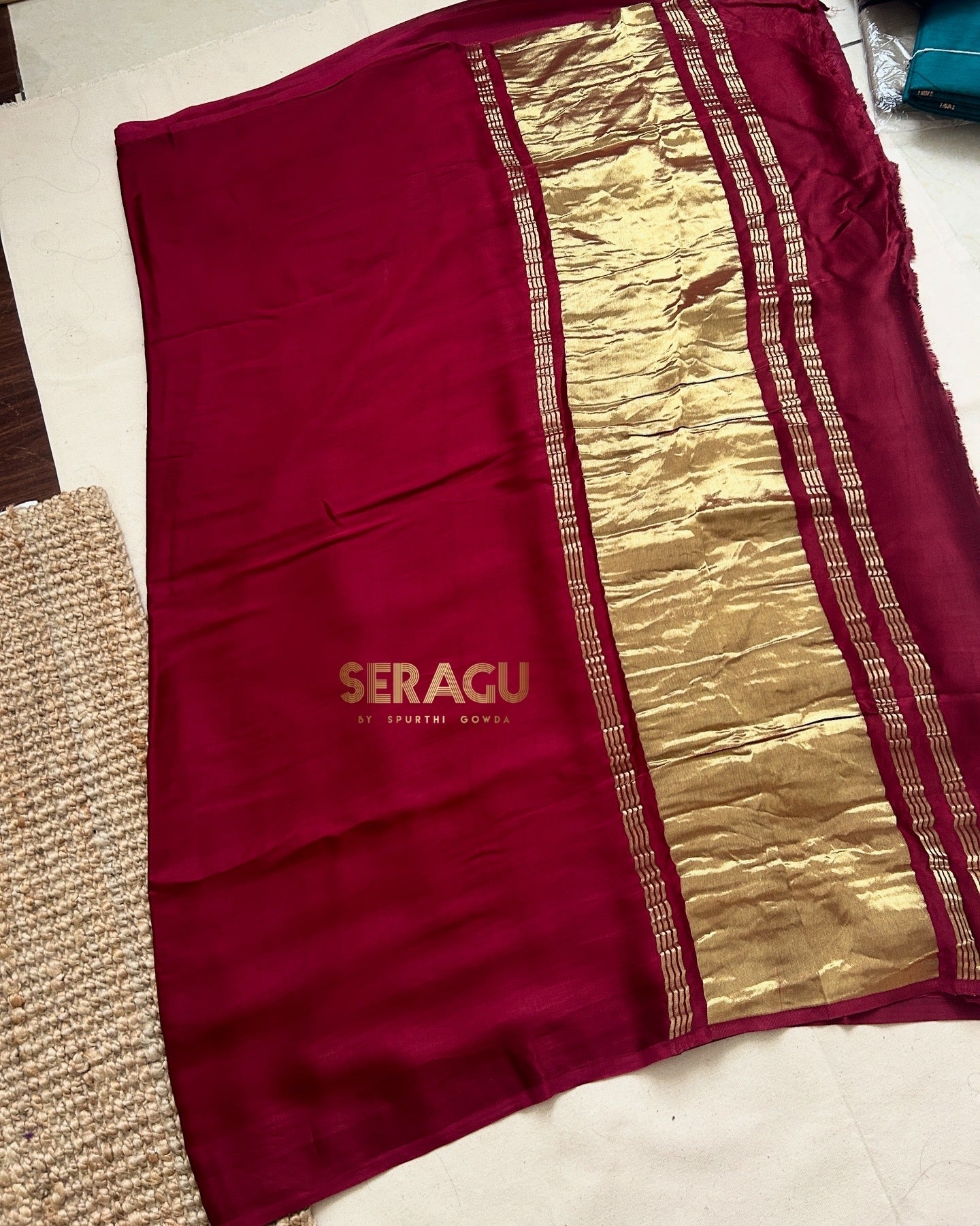 Pure plain modal silk saree with lagadi pallu