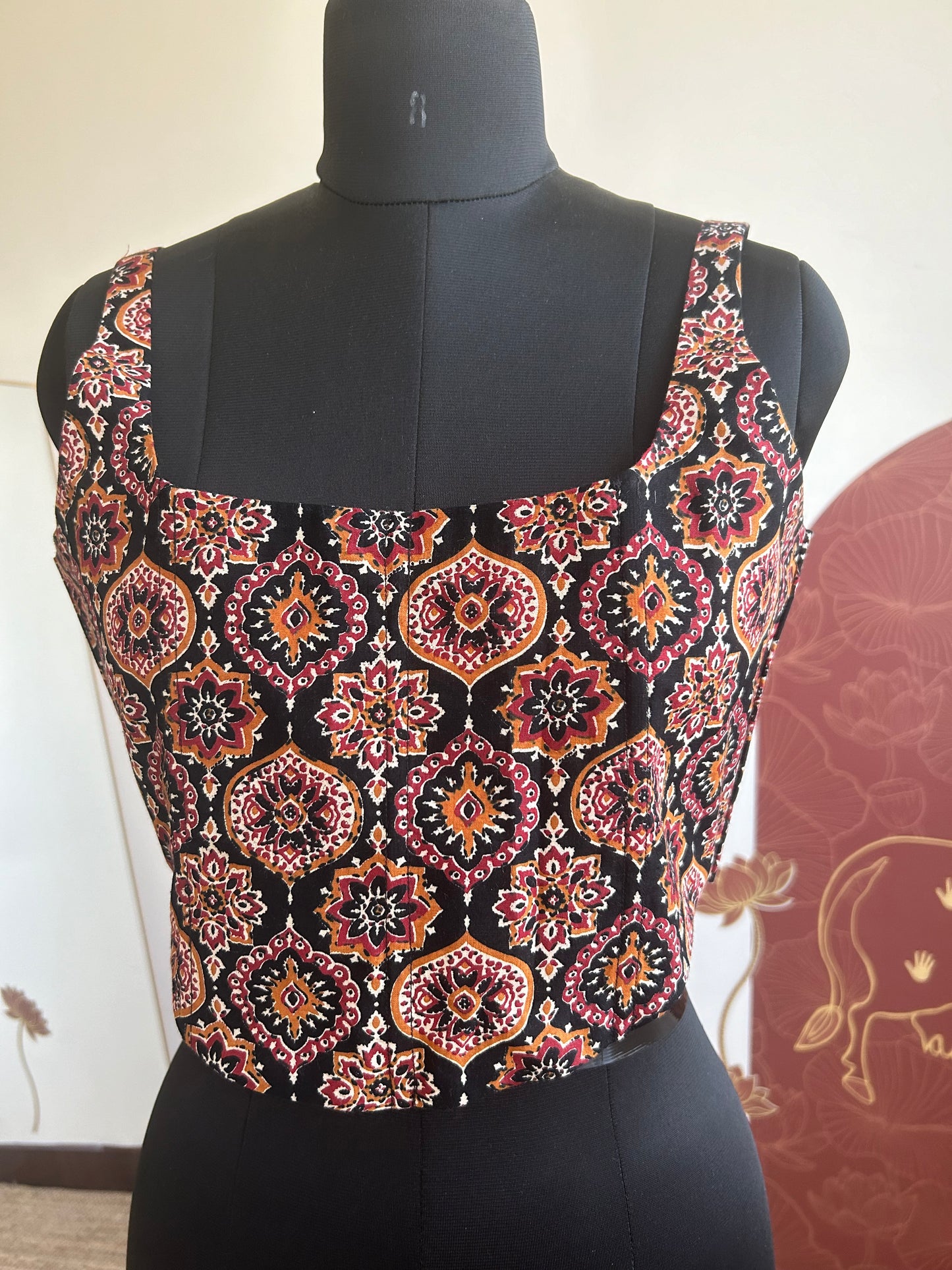 Badam Ajrakh Corset Top