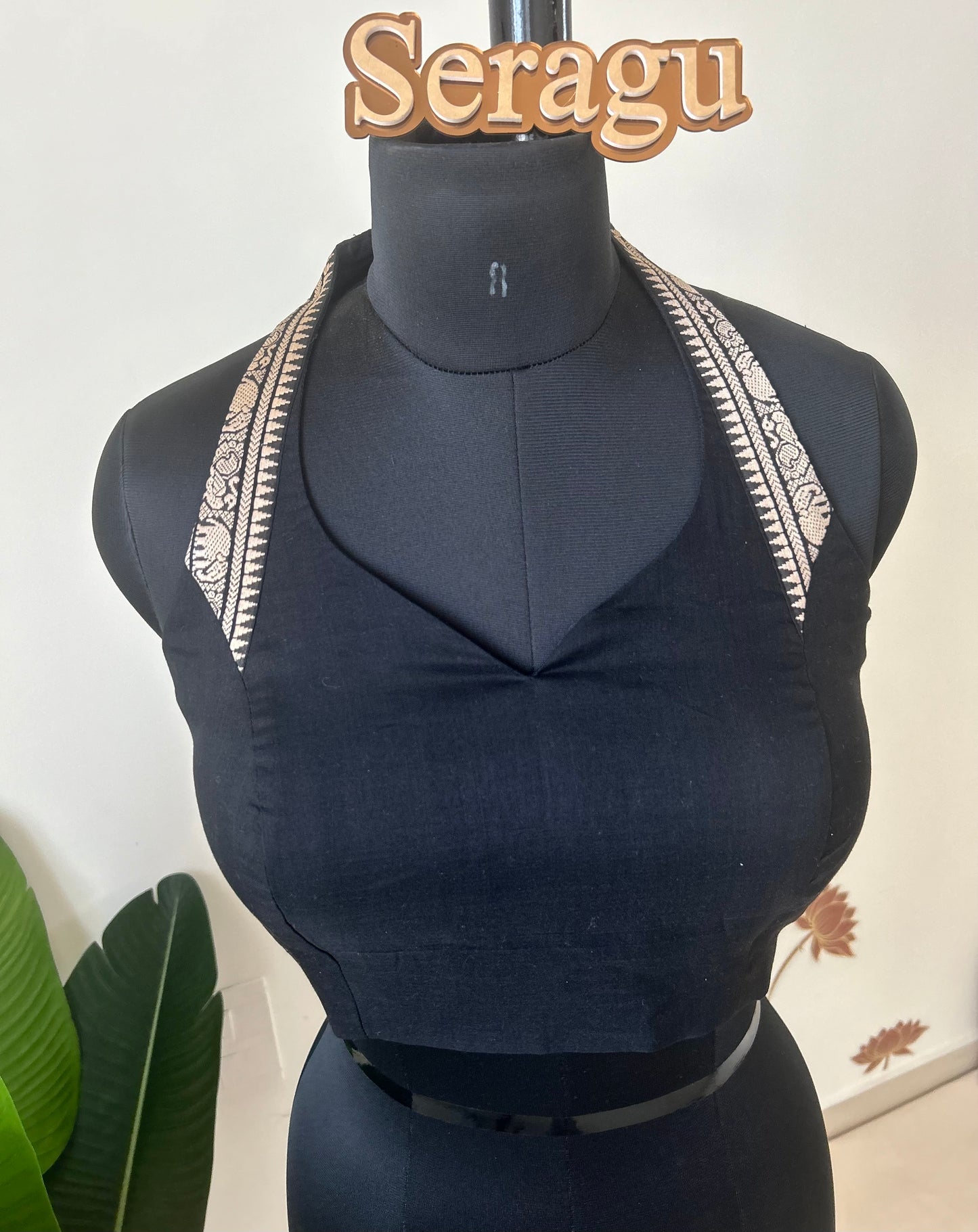 Black alter neck blouse