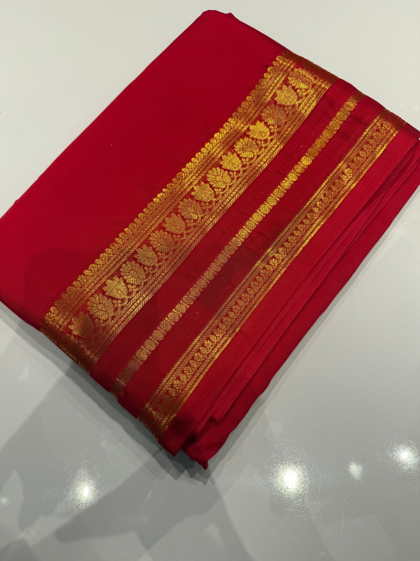 Lotus semi Mysore crepe silk saree