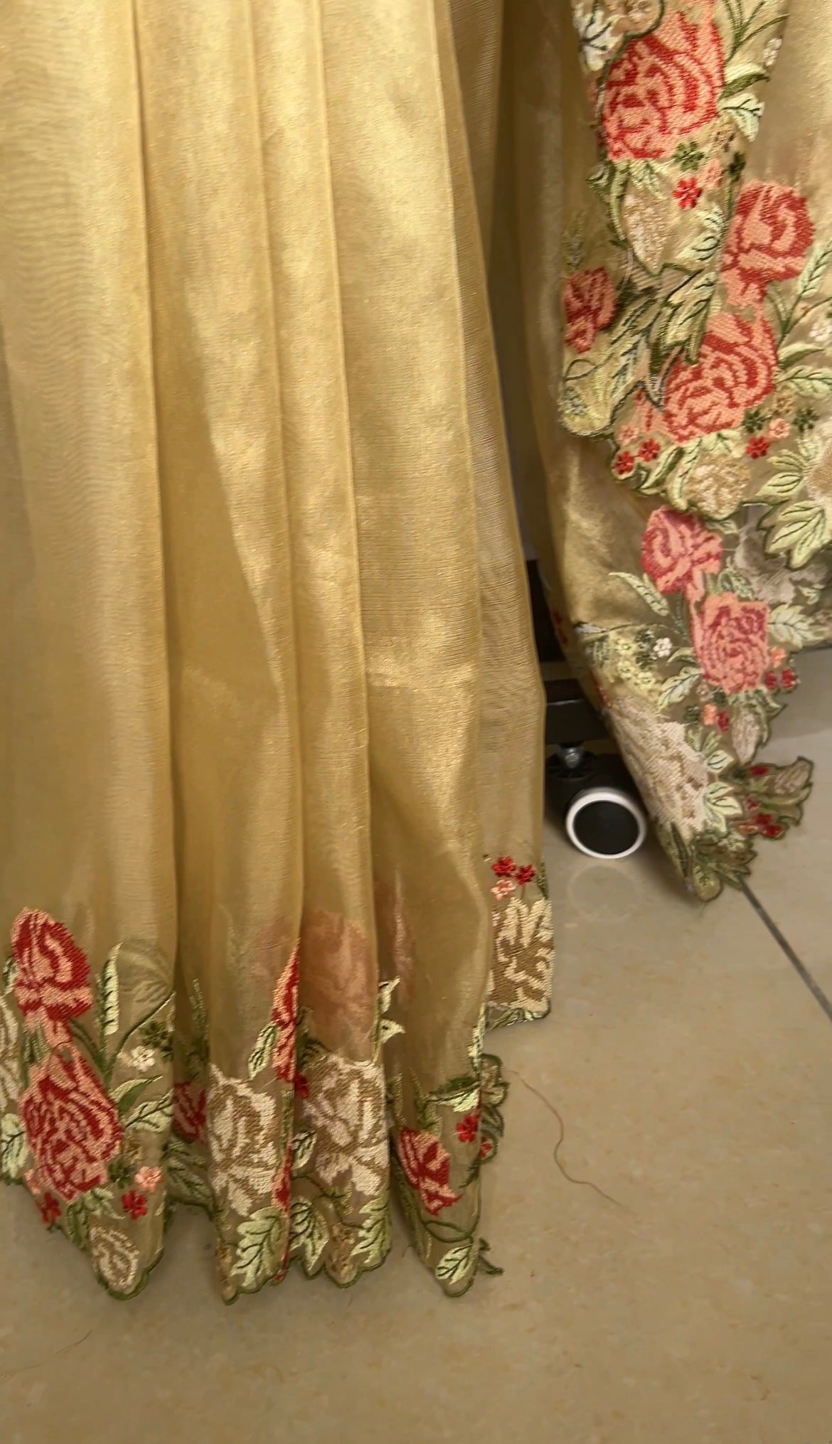 Cut work tissue silk saree with embroidery work