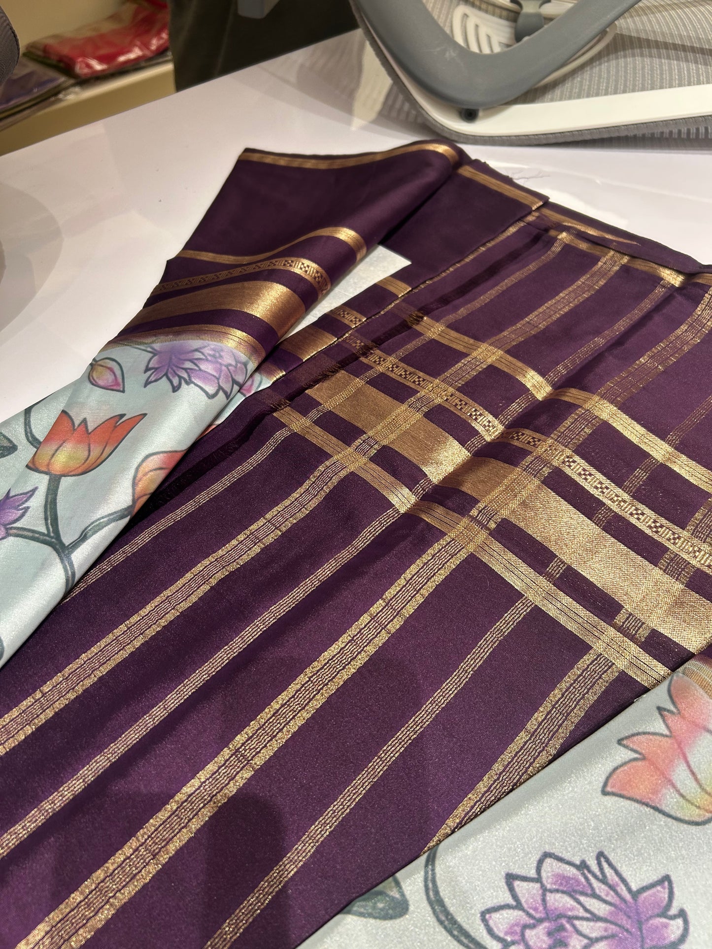 Mysore semi crepe digital print sarees