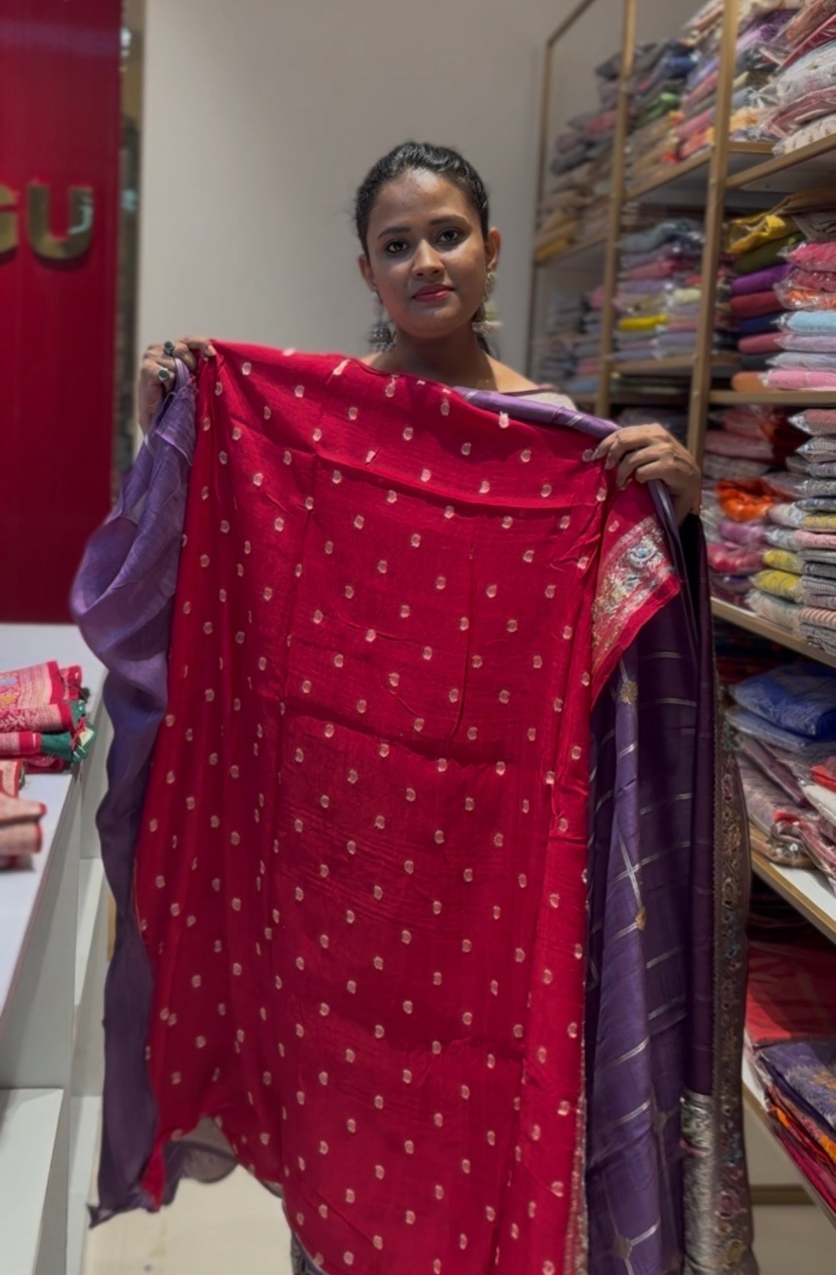 Lilac Tusser georgette Saree