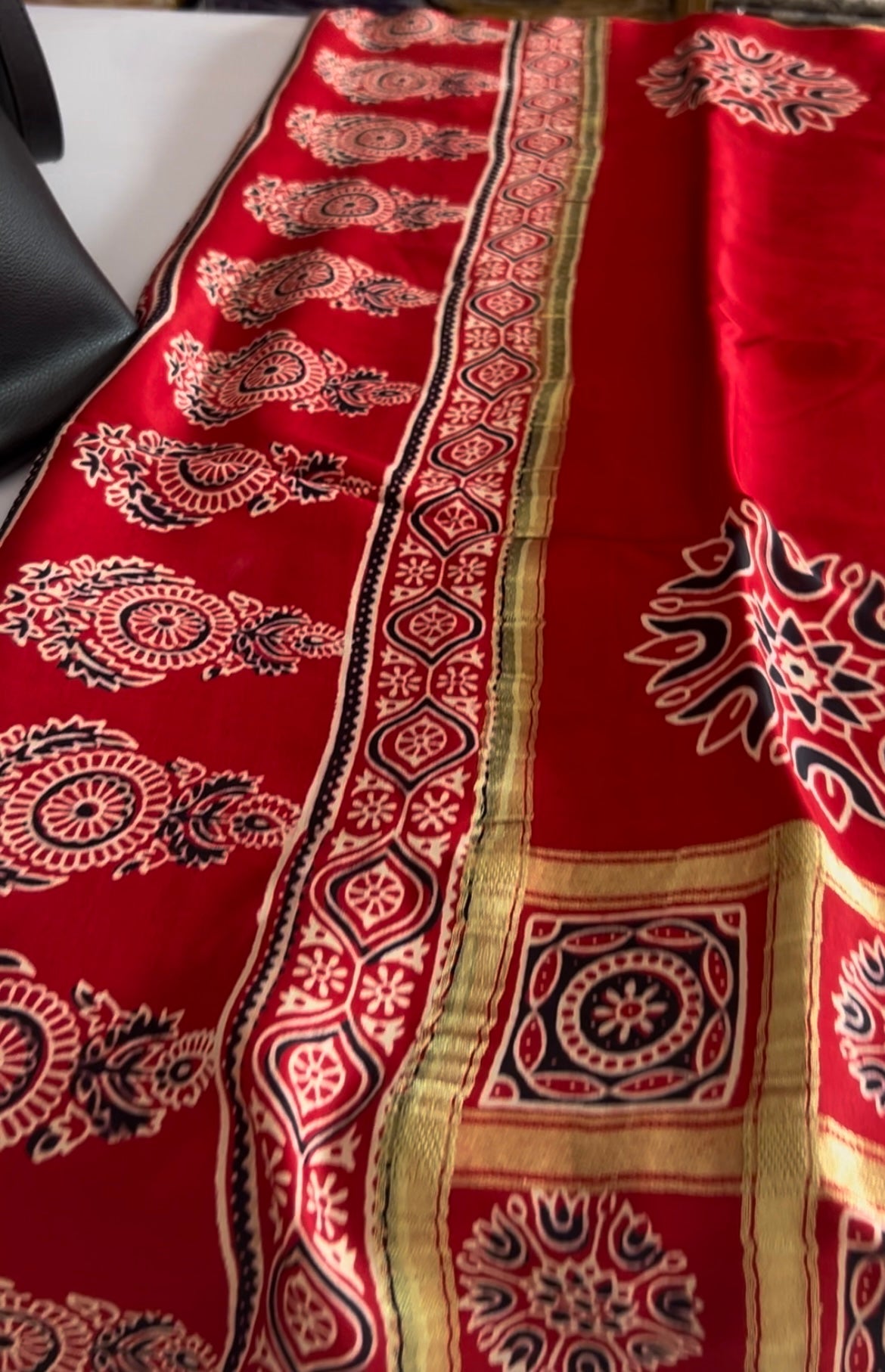 Red Pure modal silk saree
