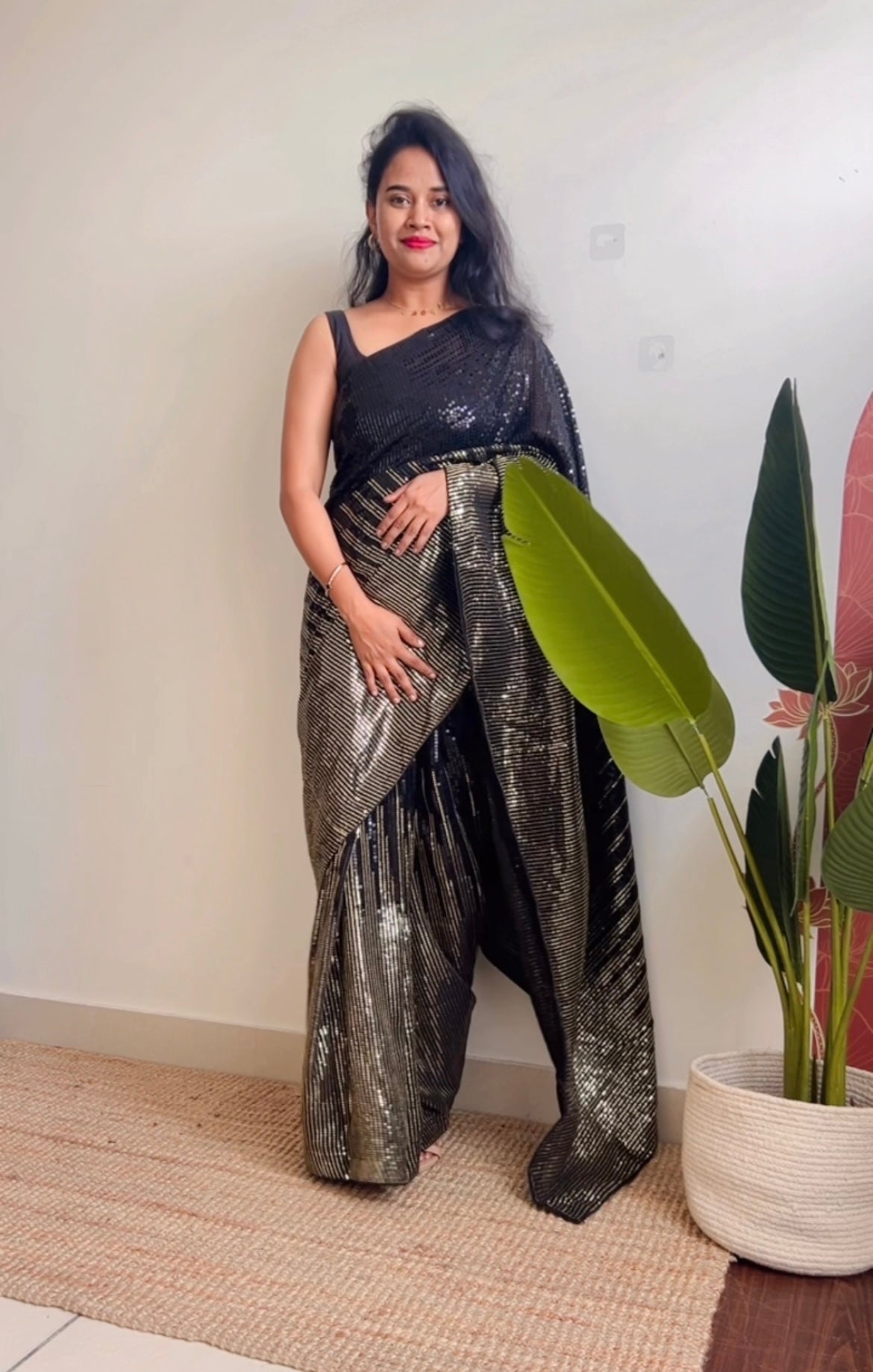 Black party wear saree