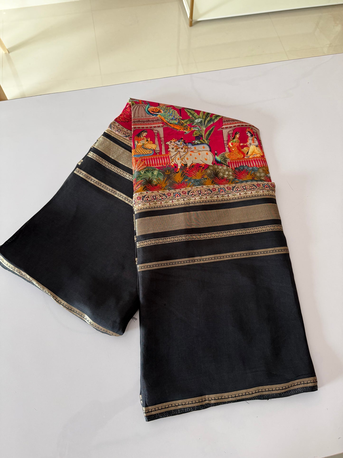 Pure chiffon crepe silk saree