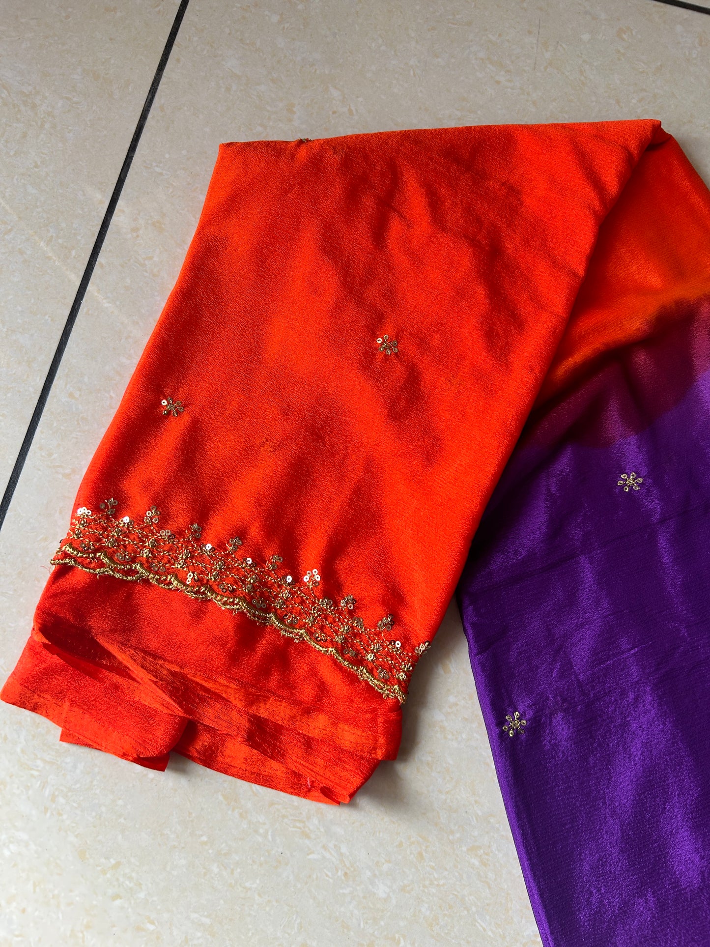 Orange with purple saree