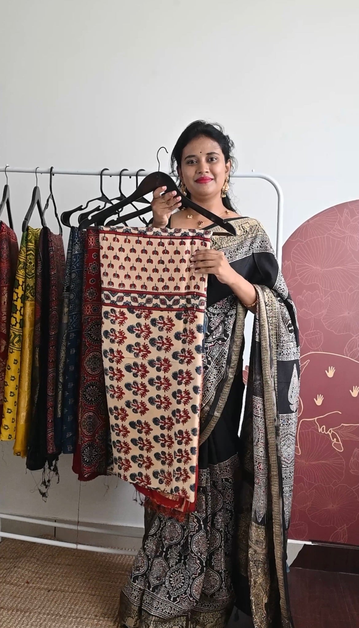 Ajrakh Dola Silk Saree