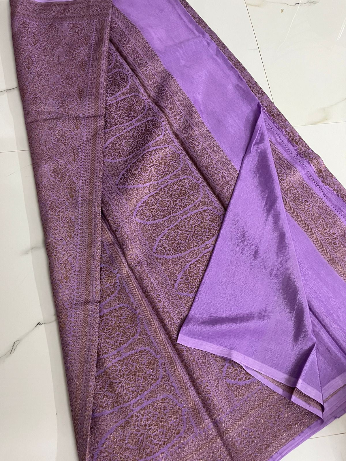 PURE BROCADE Khaddi Crepe Chiffon Handloom Banarasi Saree