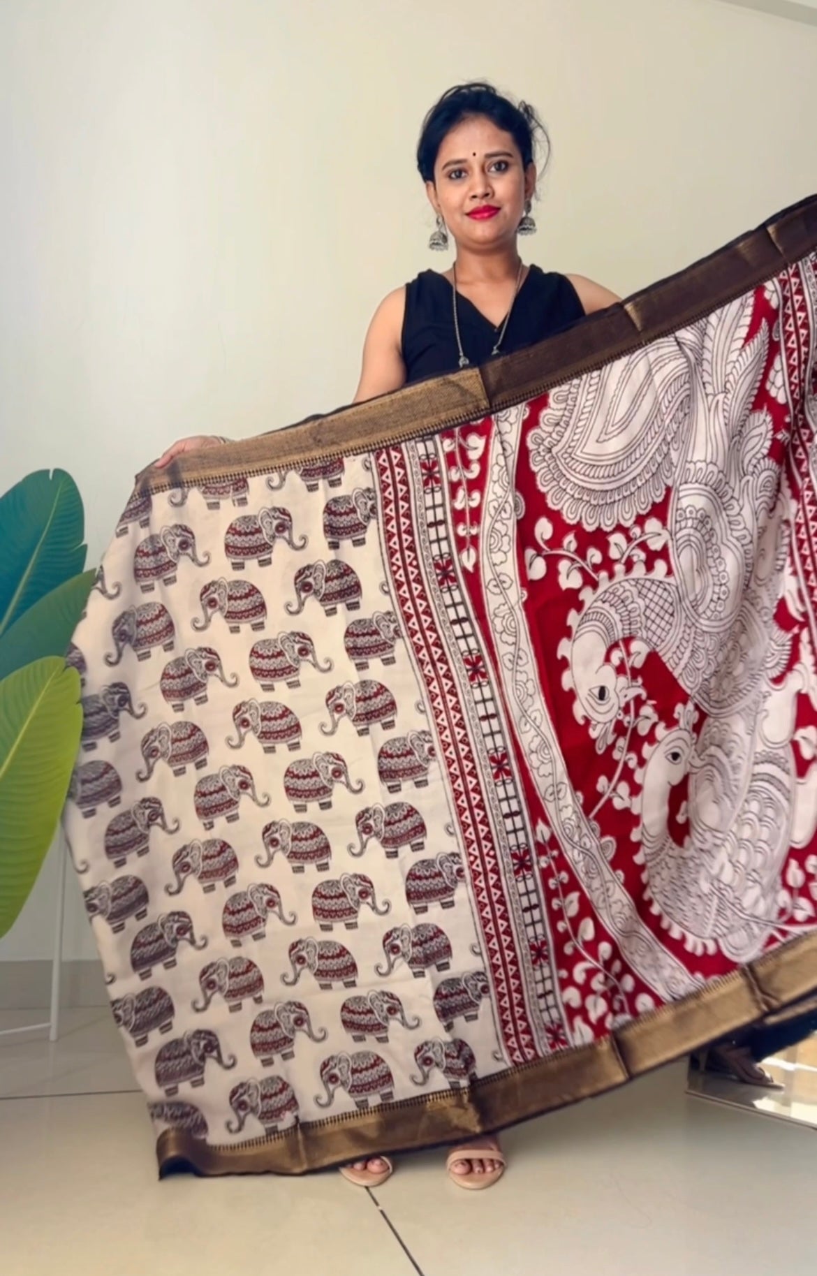 Kalamkari chennur silk saree with nizam border