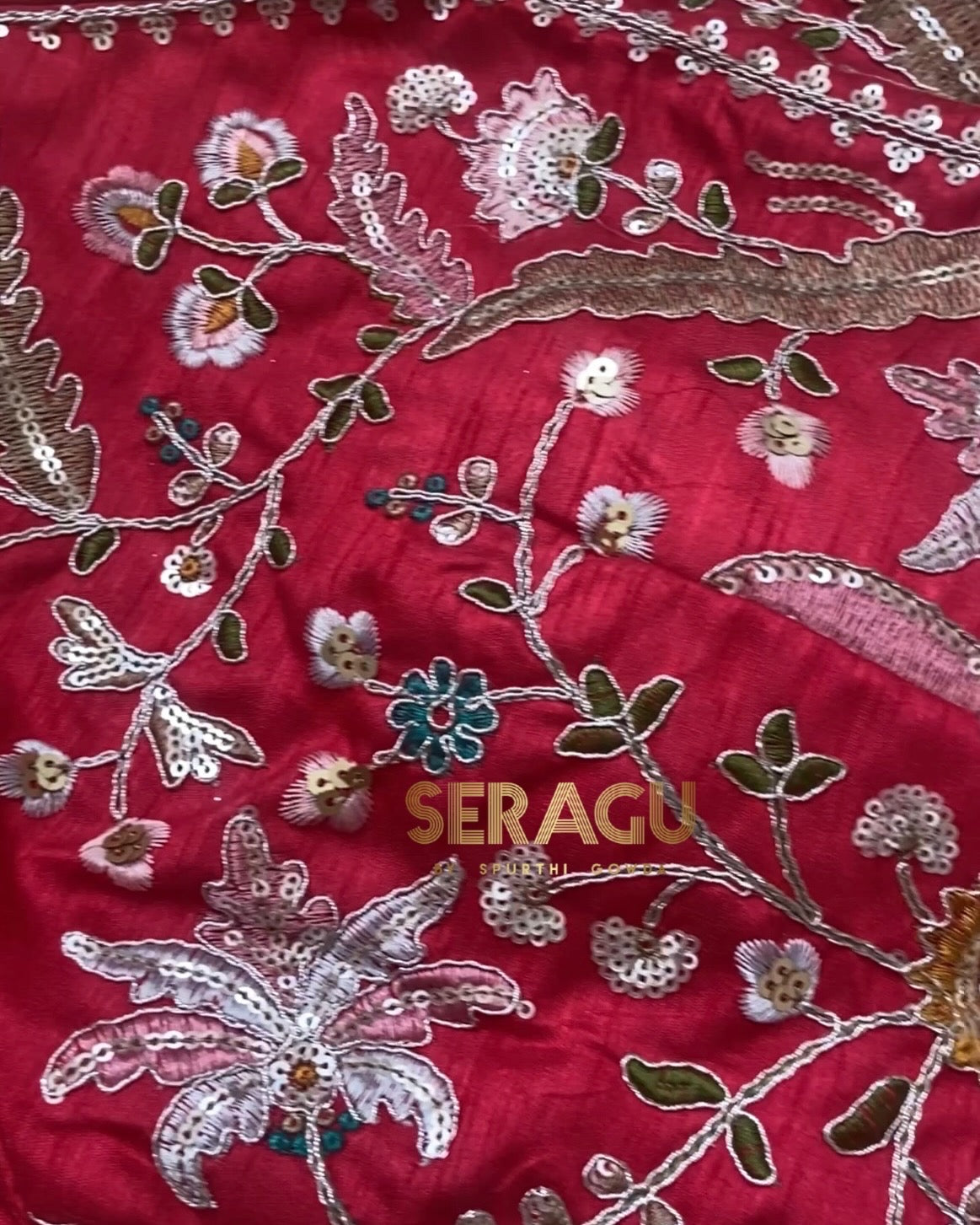 Pure blooming rangoli silk saree with stitched blouse.