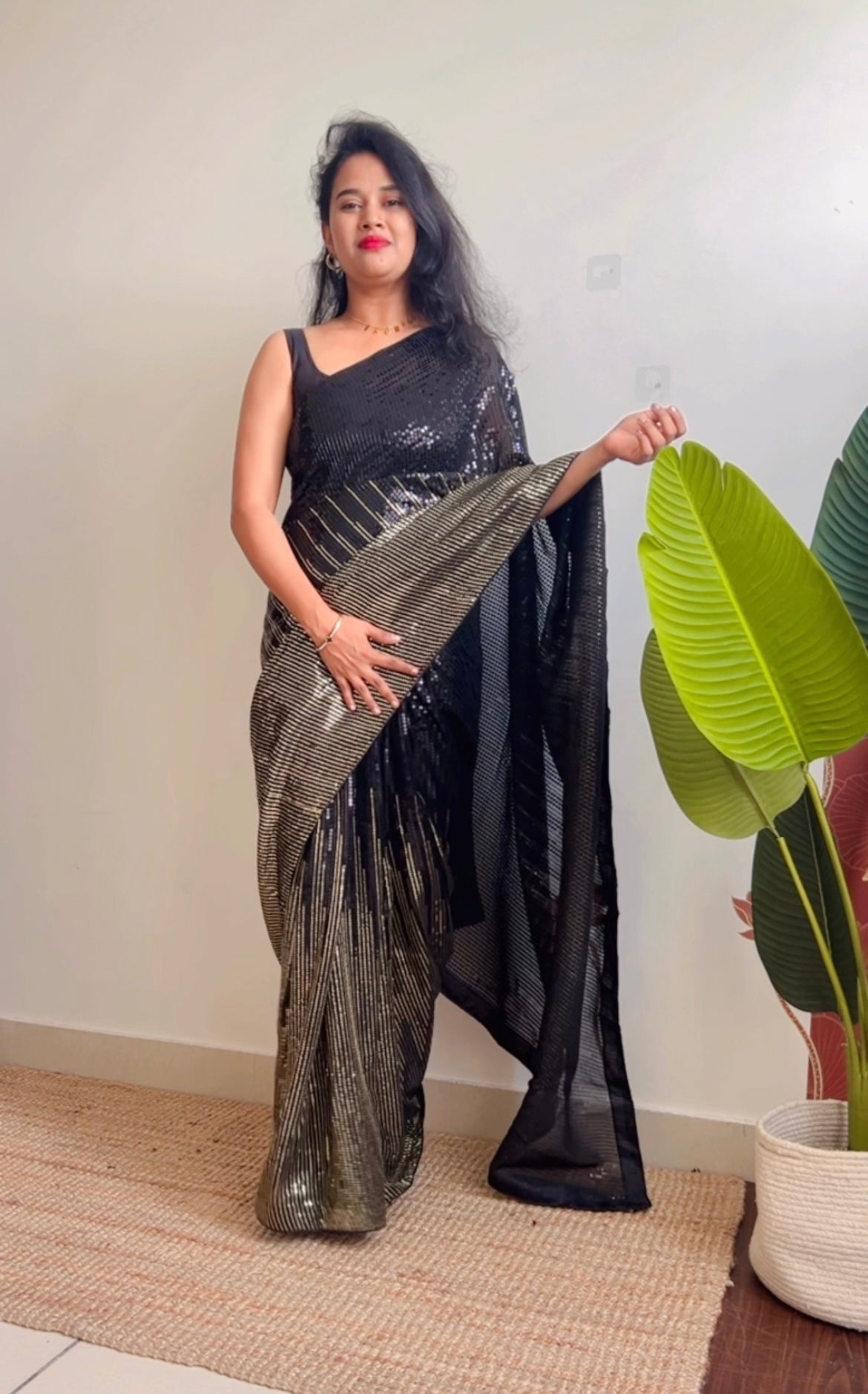 Black party wear saree