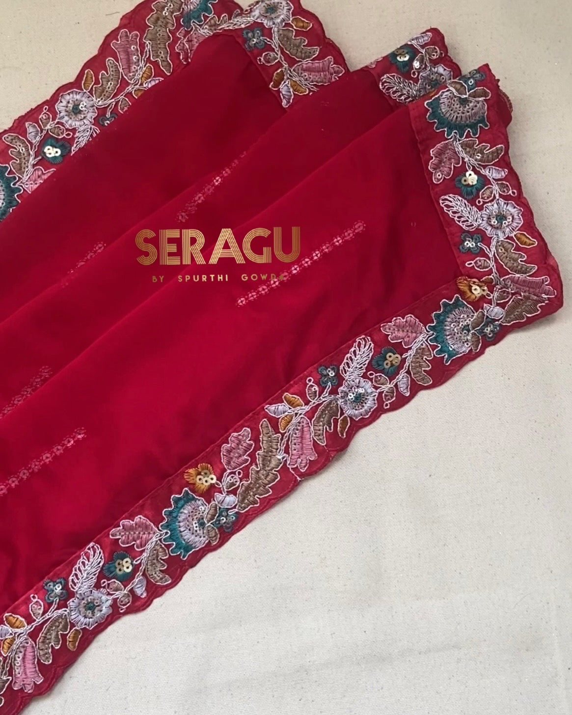 Pure blooming rangoli silk saree with stitched blouse.