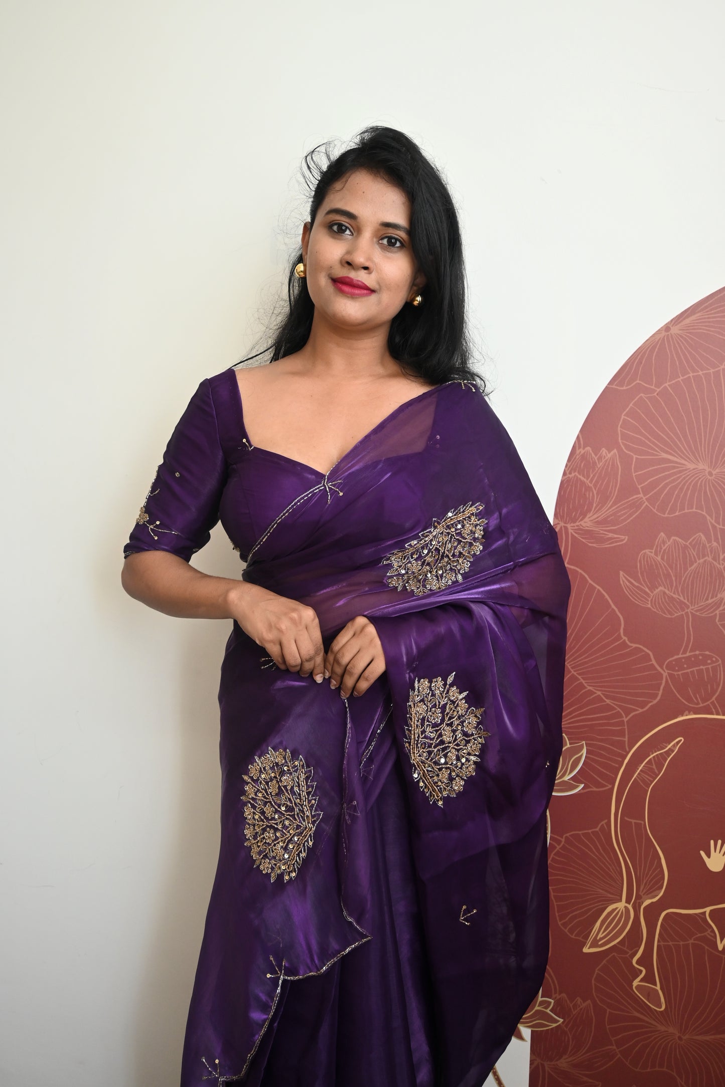 Designer hand work party wear saree
