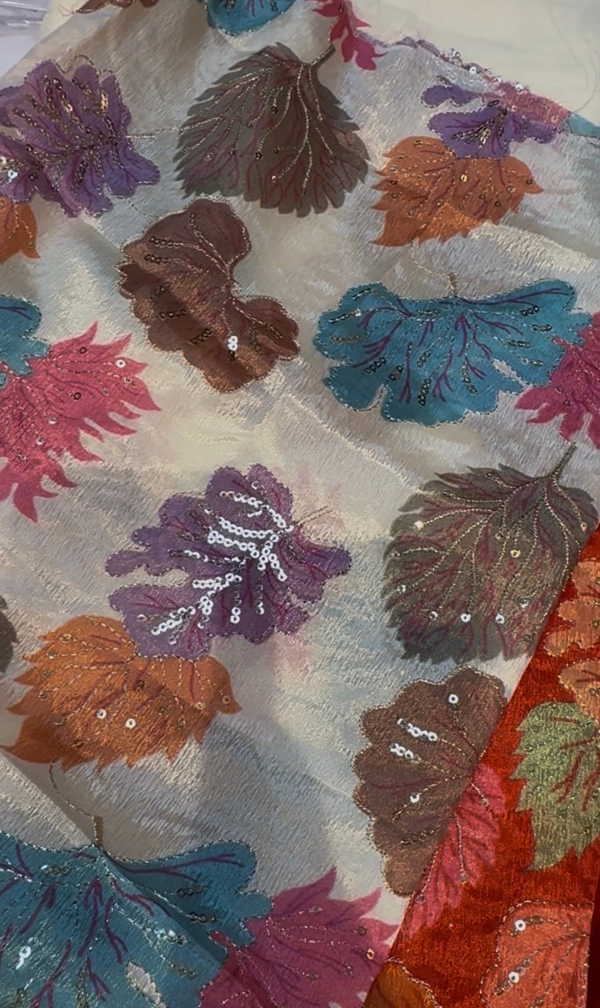 Red space silk saree with position embroidery blouse