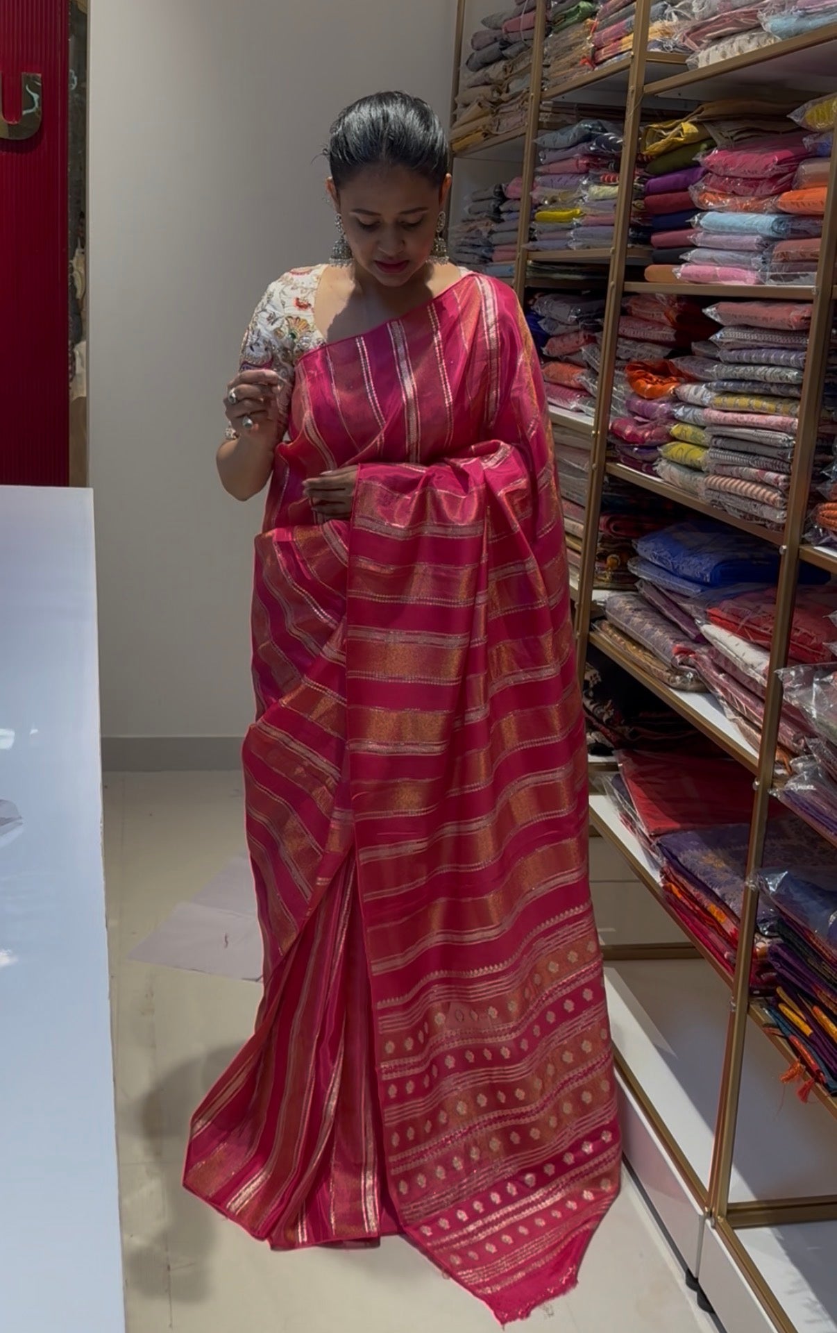 Pink Russian Viscose Saree