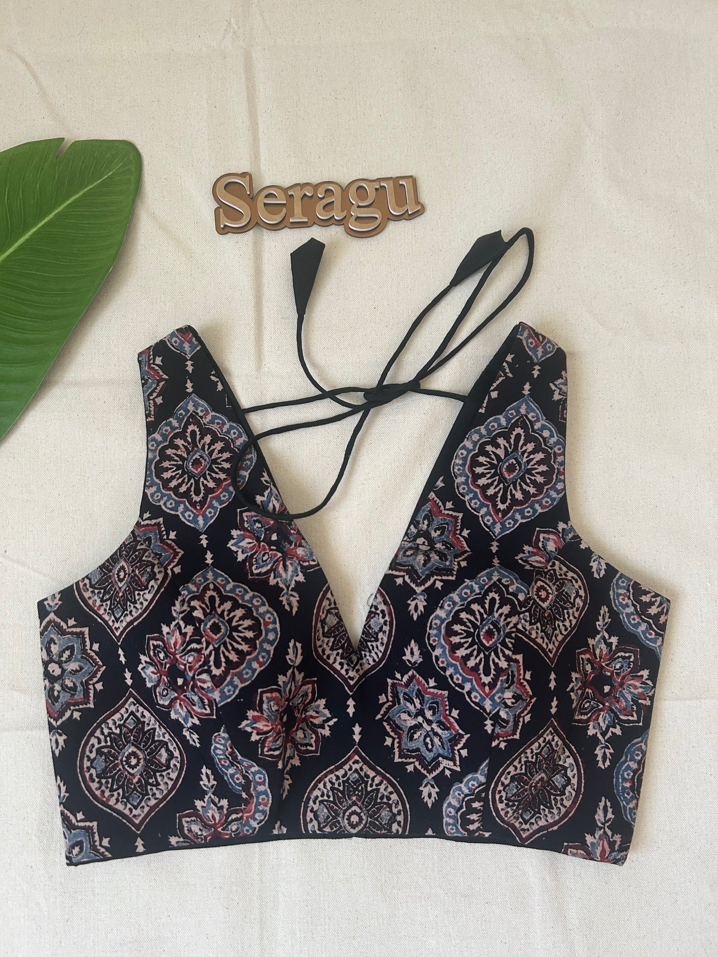Black ajrakh cotton blouse