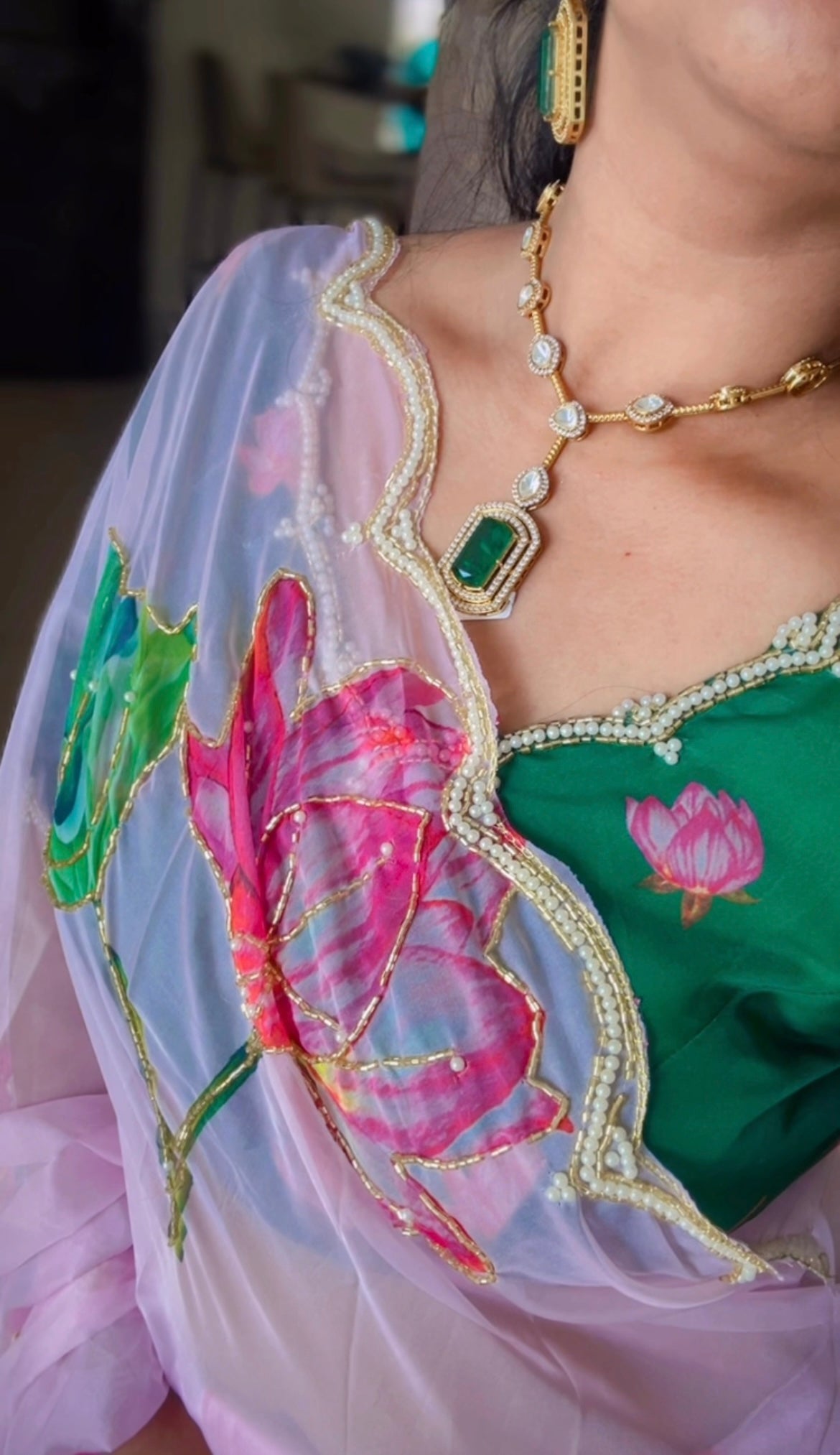 Satin organza saree
